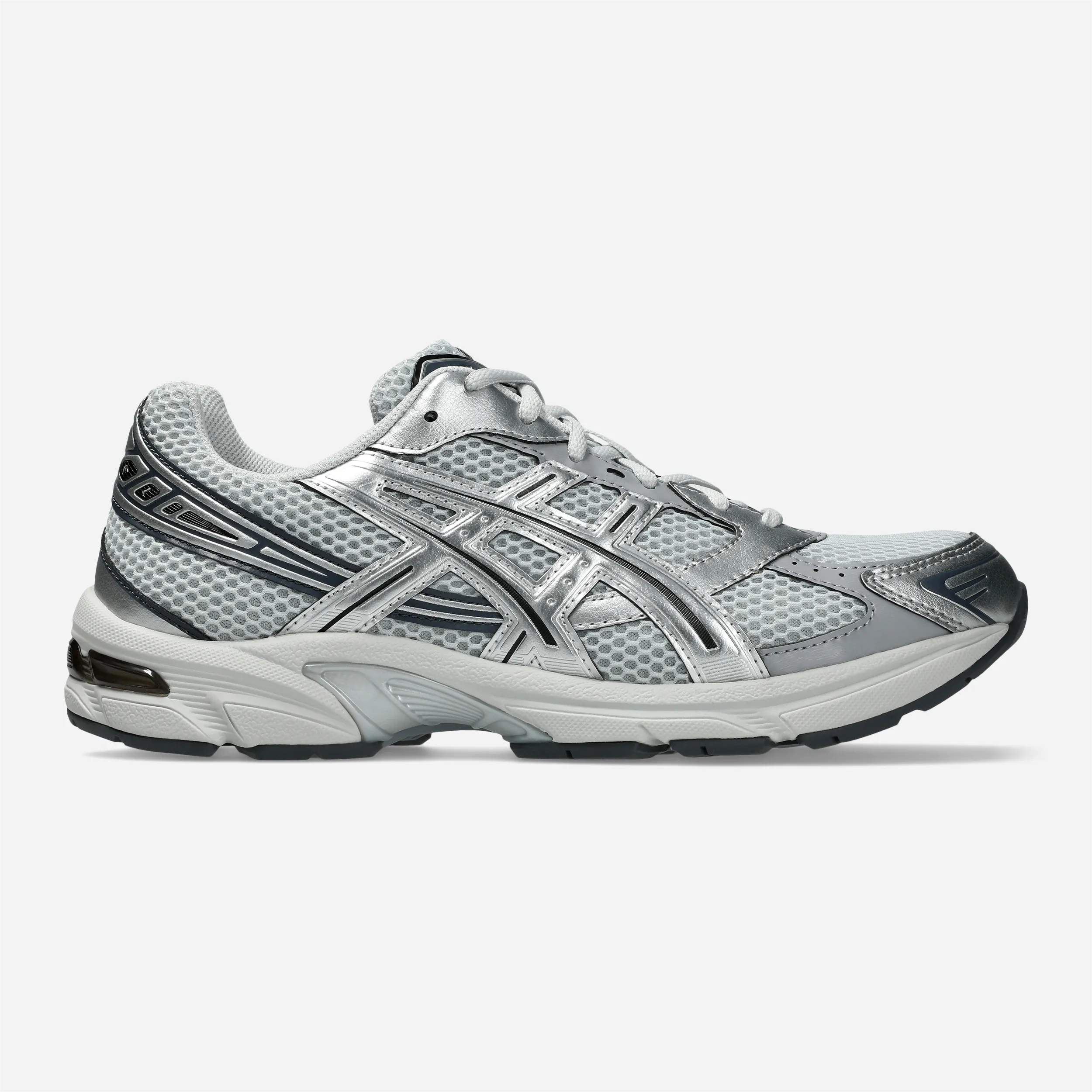 Asics GEL-1130 Glacier Grey Pure Silver, vue profil, technologie GEL talon
