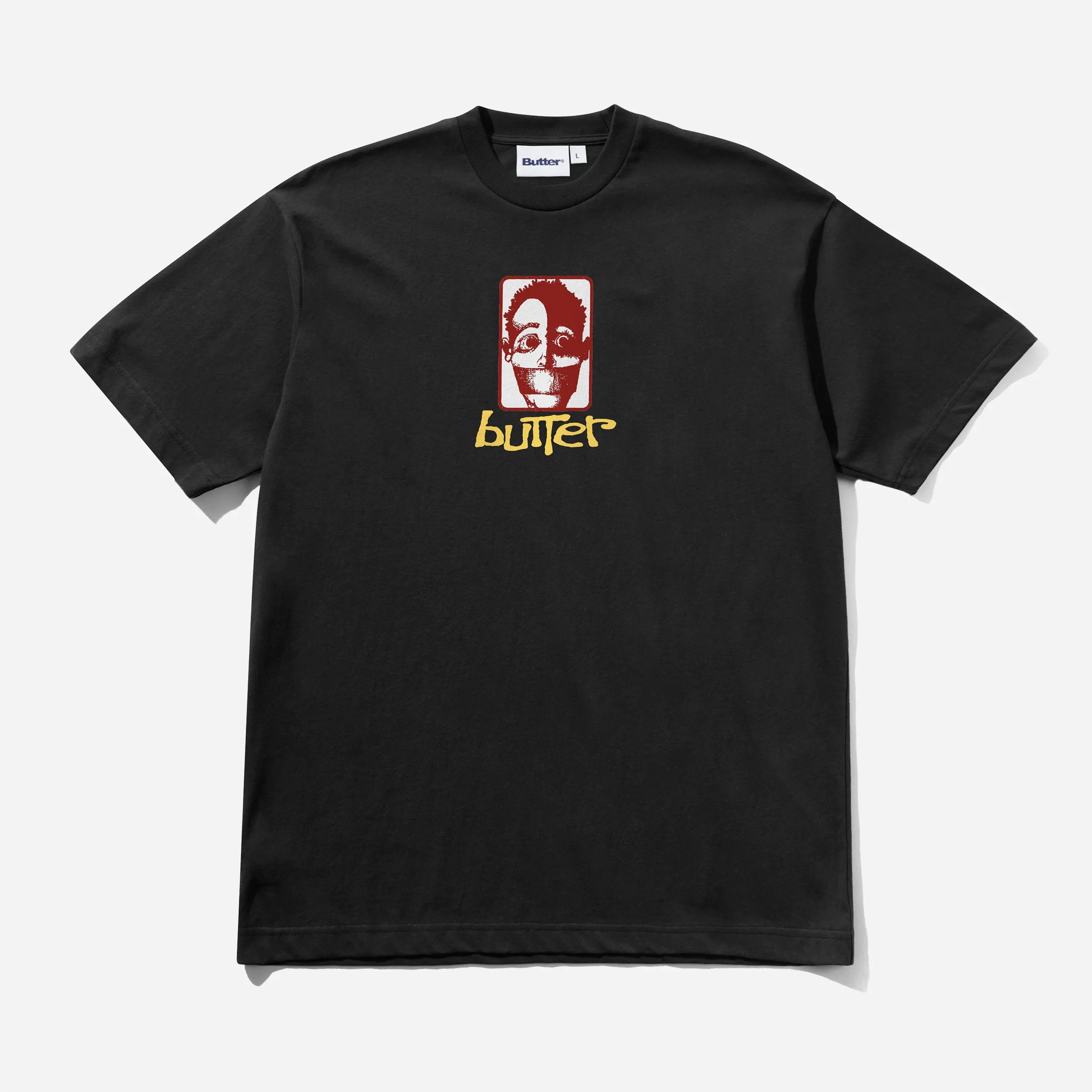 Front flat view of the Butter Goods Men's Bound T-Shirt in Black featuring front chest print.