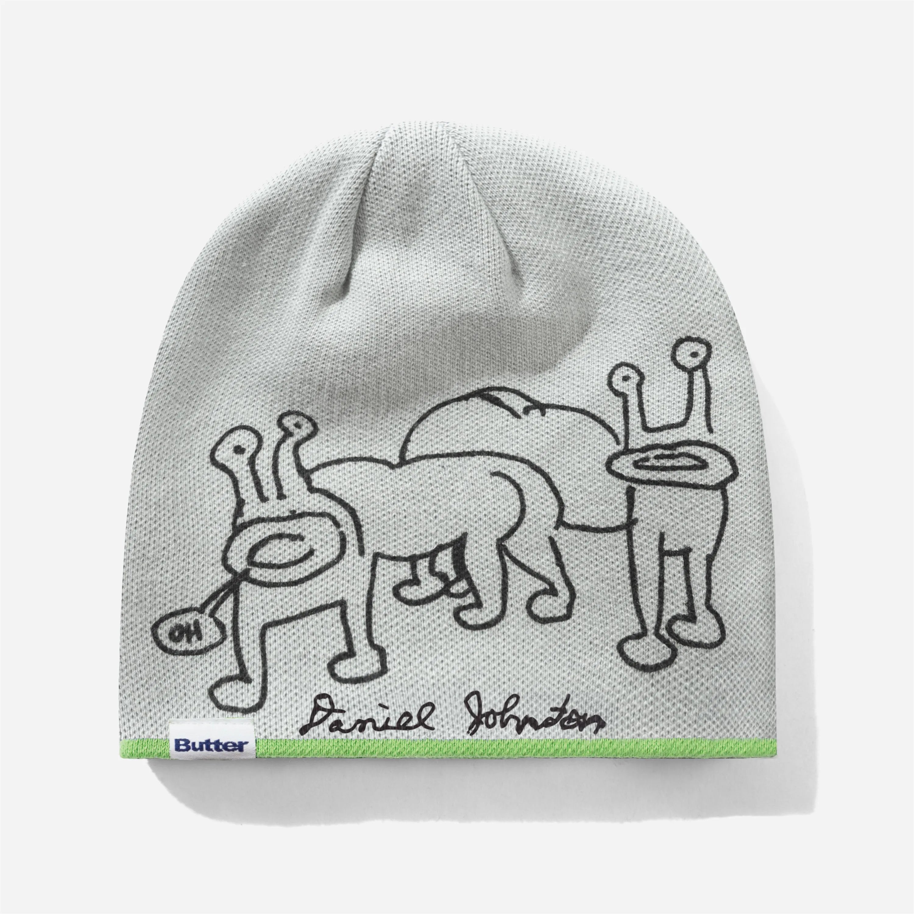 Butter Goods Daniel Johnston Frog Reversible Beanie Lime Grey