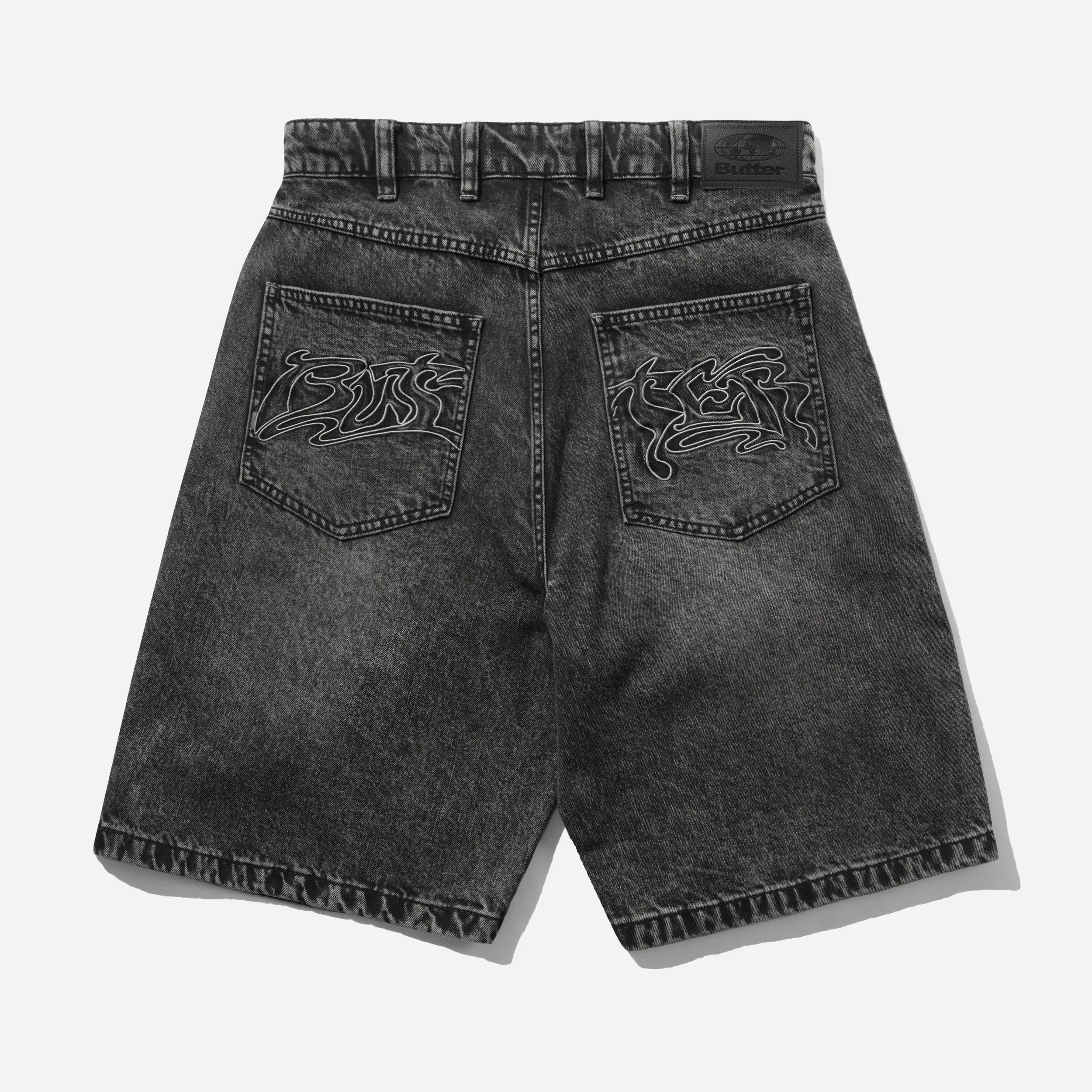 Short baggy Butter Goods Drummer Streaky Black vue de face.