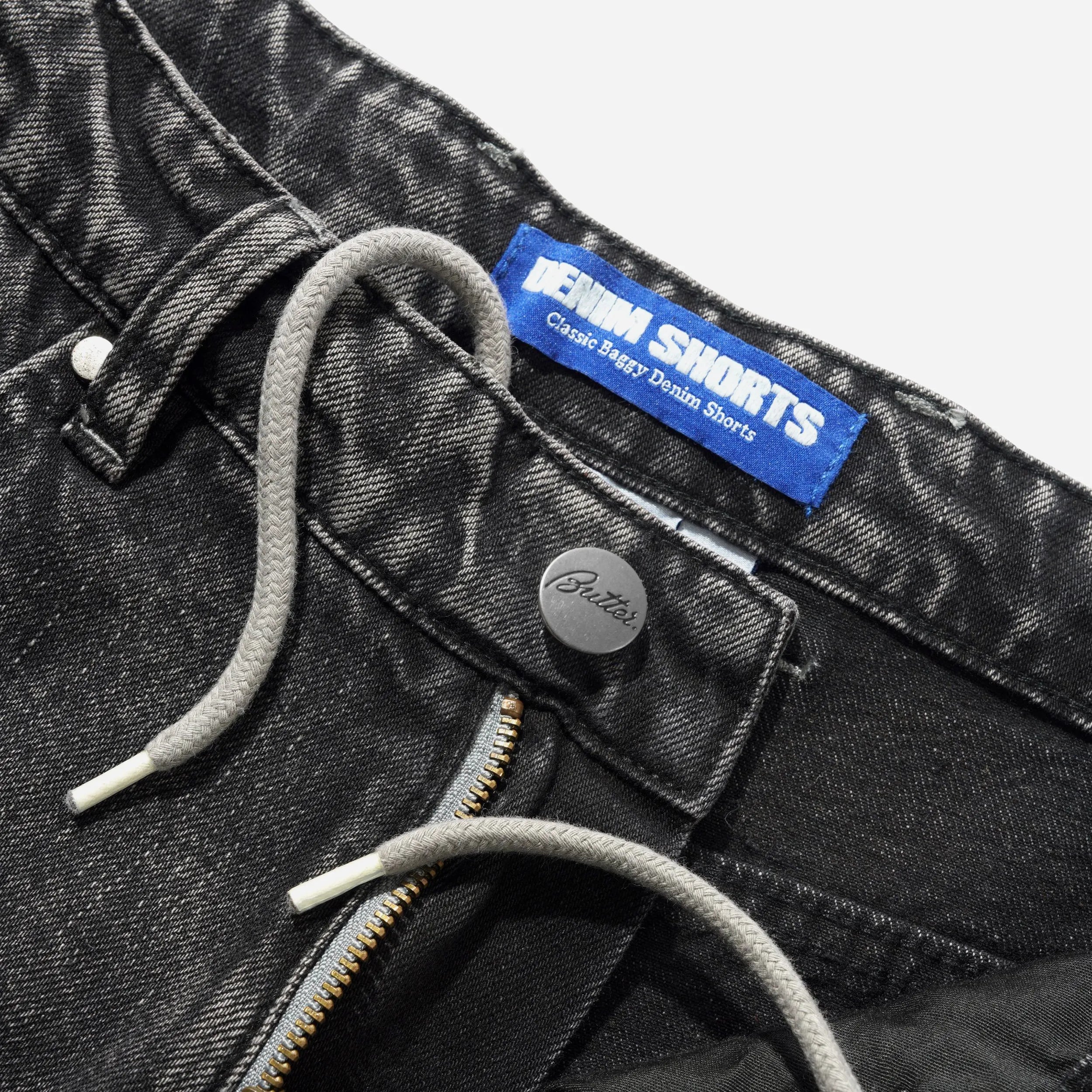 Short Baggy Denim Butter Goods Drummer Streaky Black
