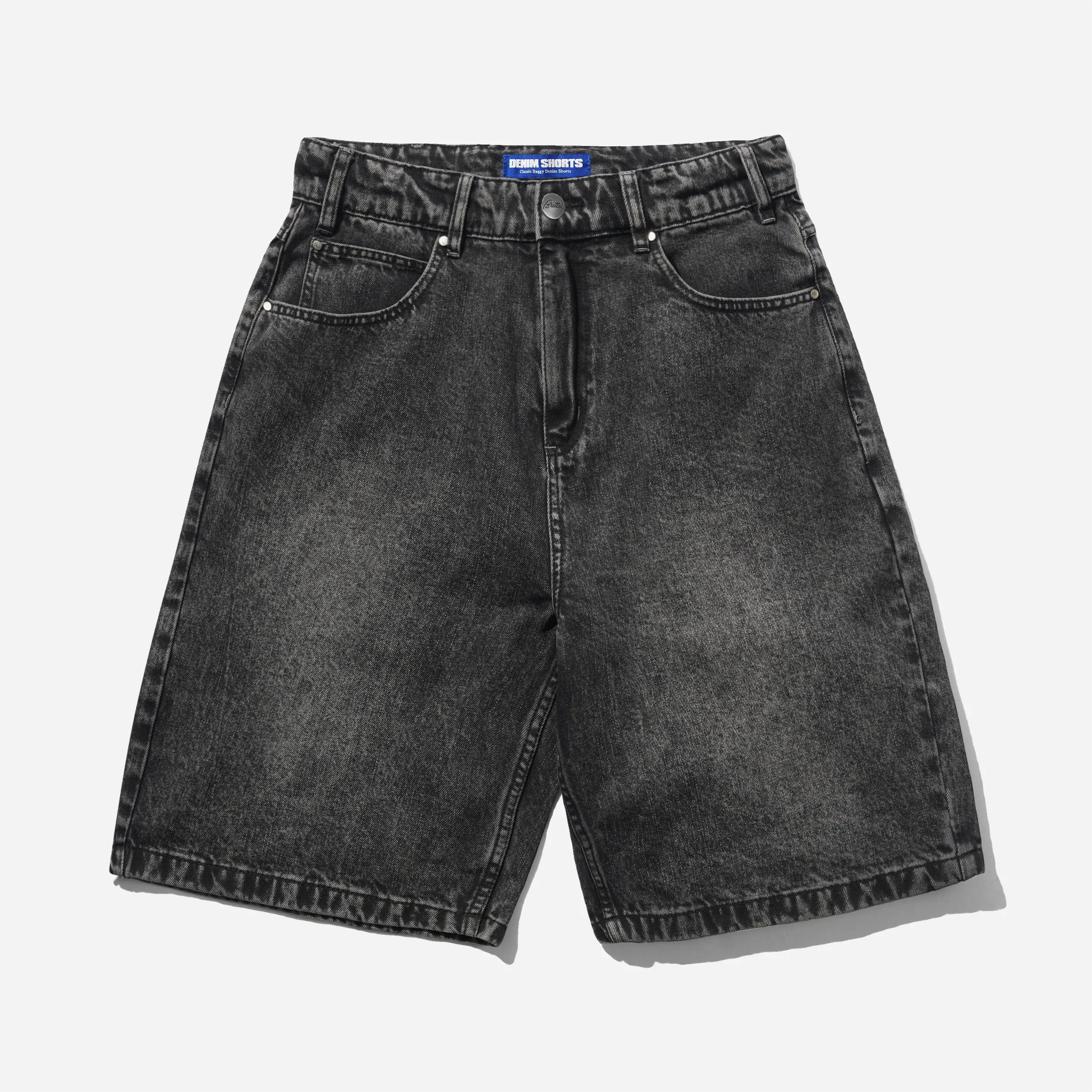 Short Baggy Denim Butter Goods Drummer Streaky Black