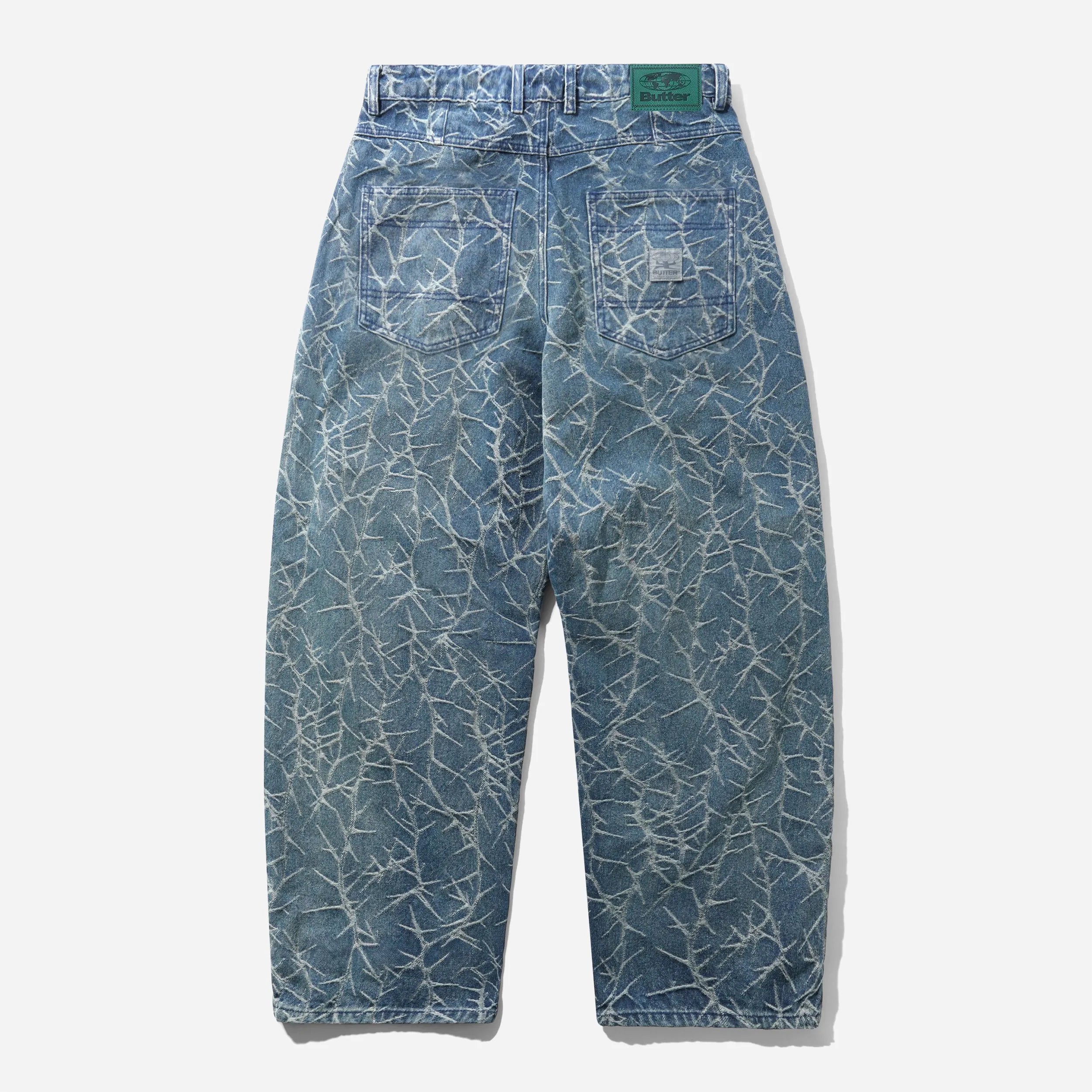 Butter Goods Thorn Camo Wide Cut Denim Jeans Washed Indigo