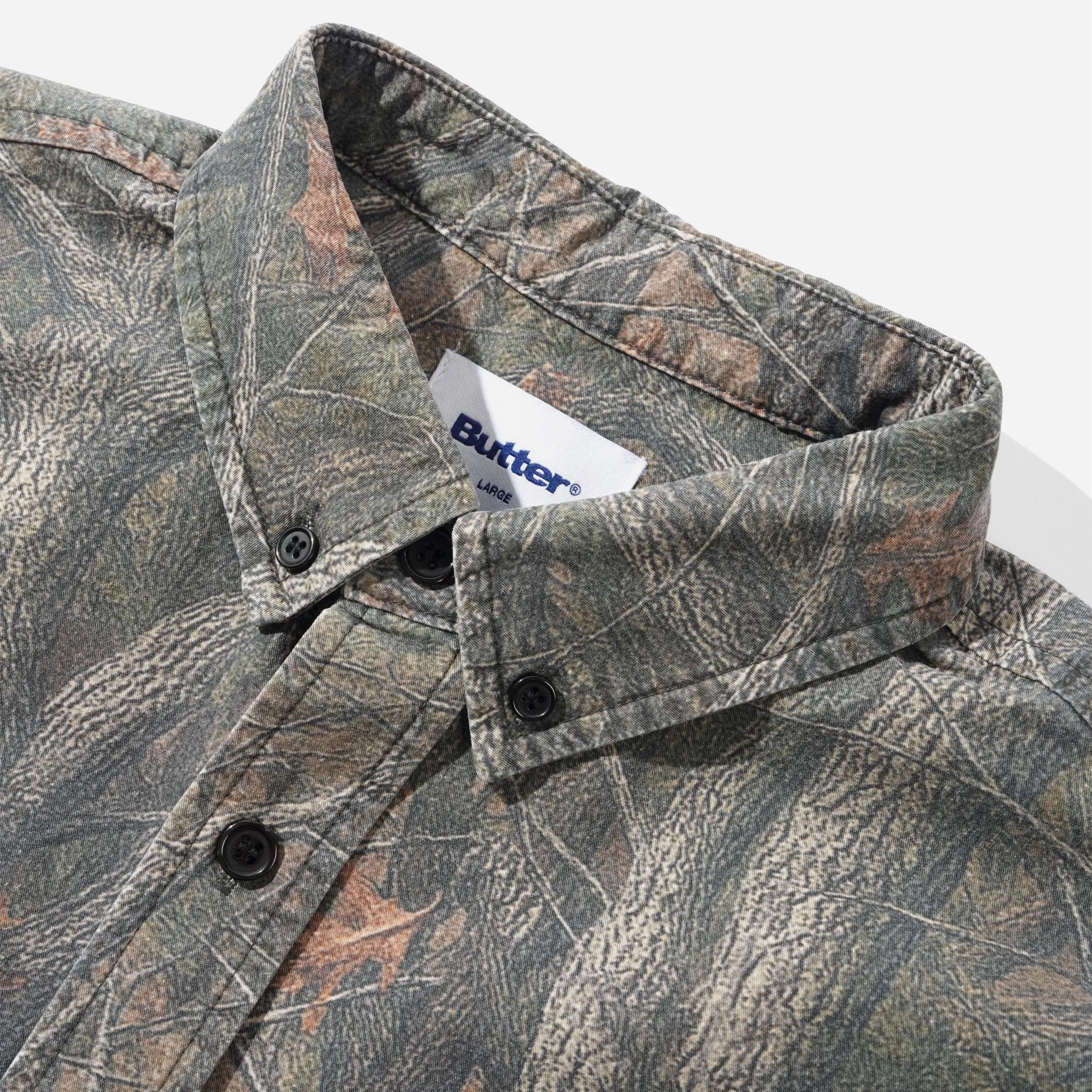 Butter Goods Yard Long Sleeve Shirt Forest Camo