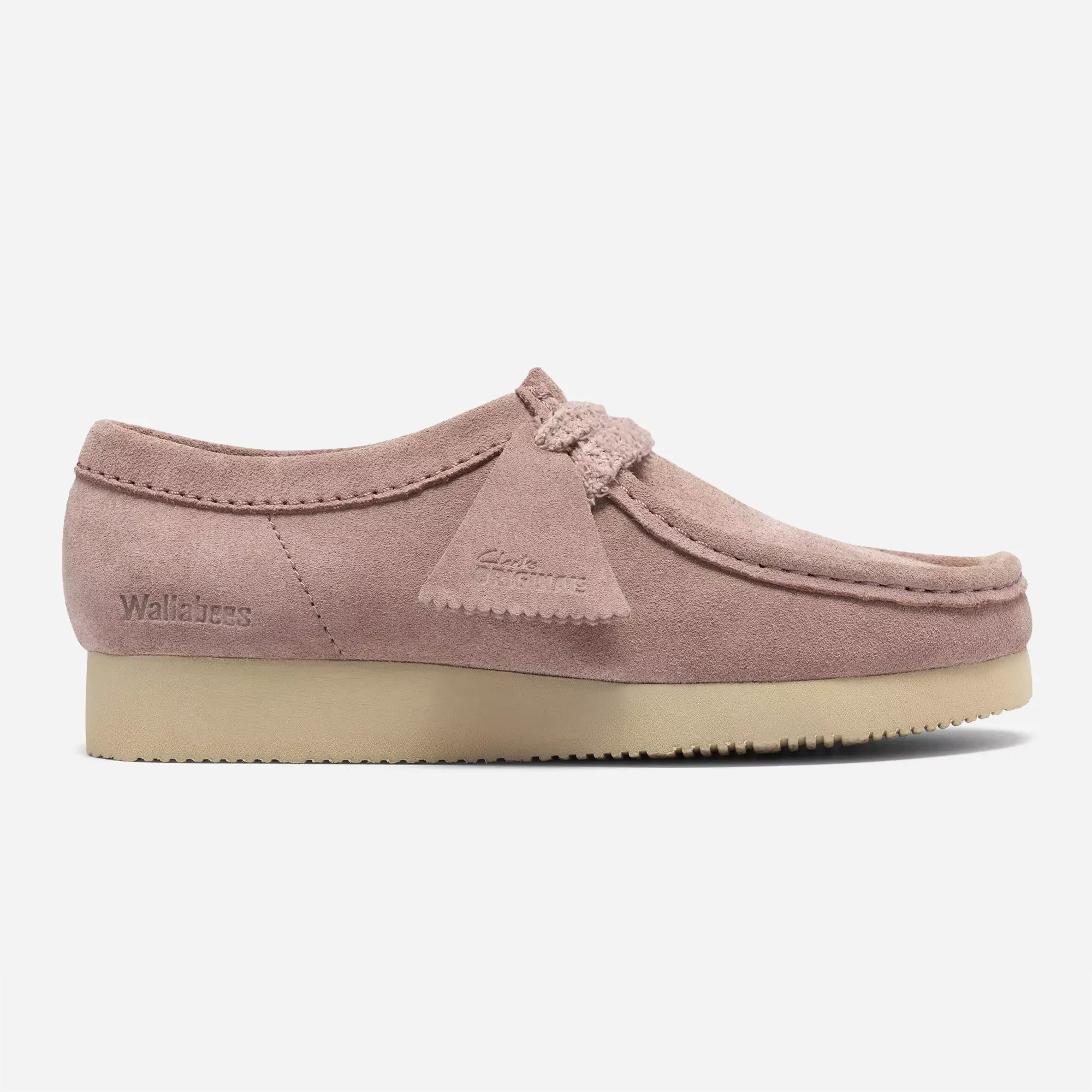 Clarks Originals Wallabee Lite daim Dusty Pink, vue profil, semelle EVA légère