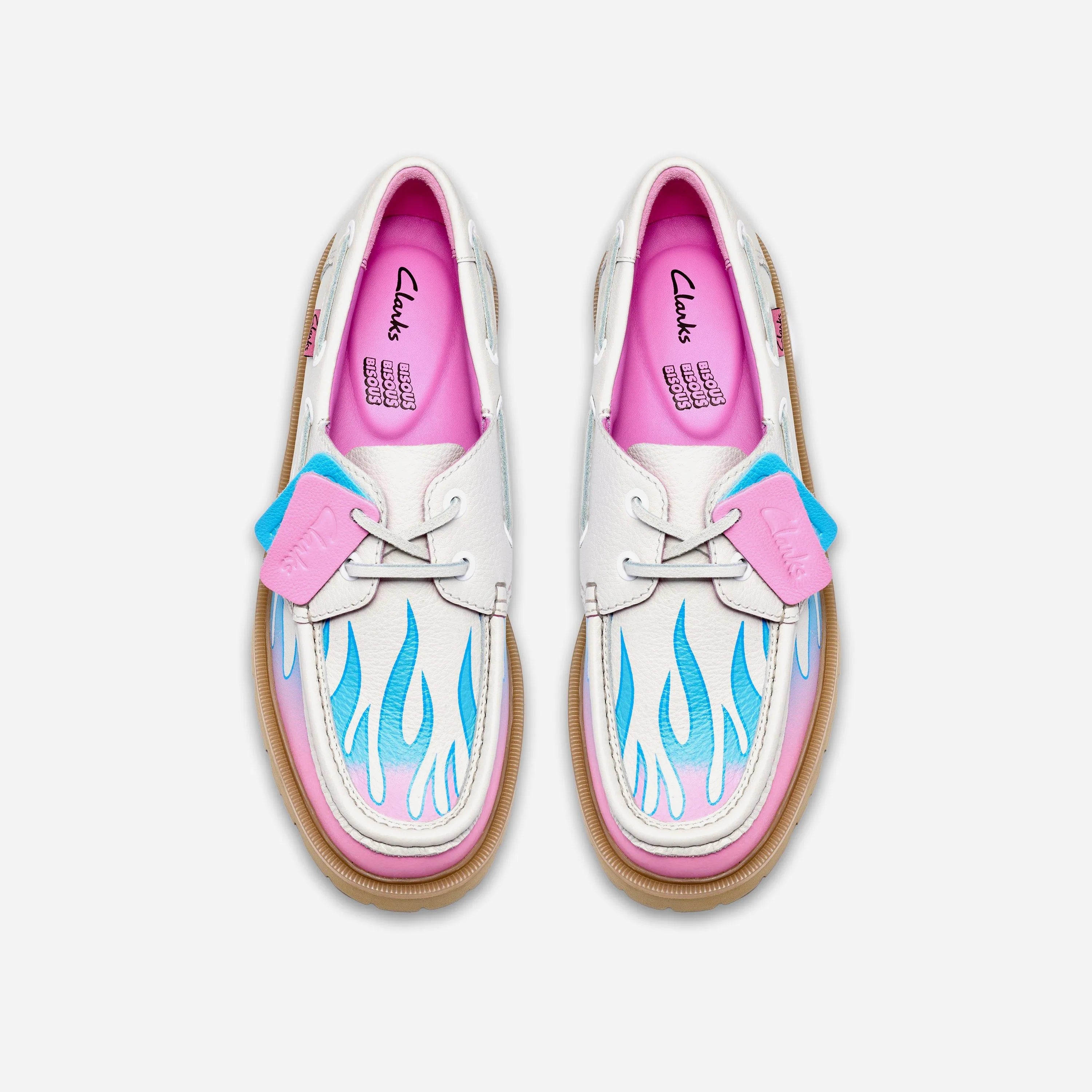 Chaussures Bateau Clarks x Bisous Skateboard - Cleyhill Fire - White