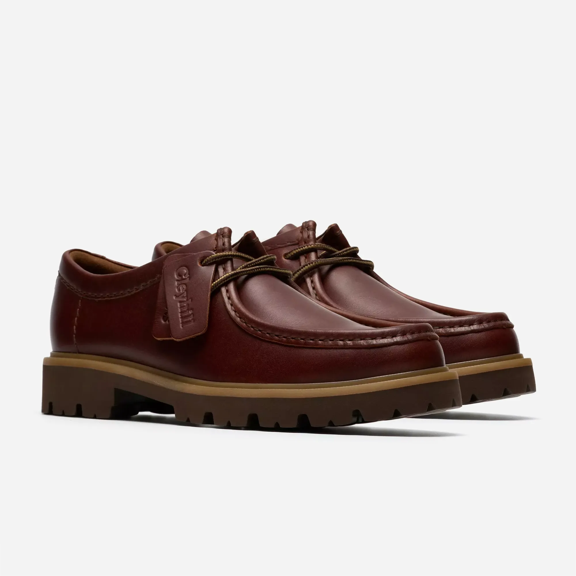Clarks Cleyhill Seam Brown Leather – Chunky Moc-Toe Men's