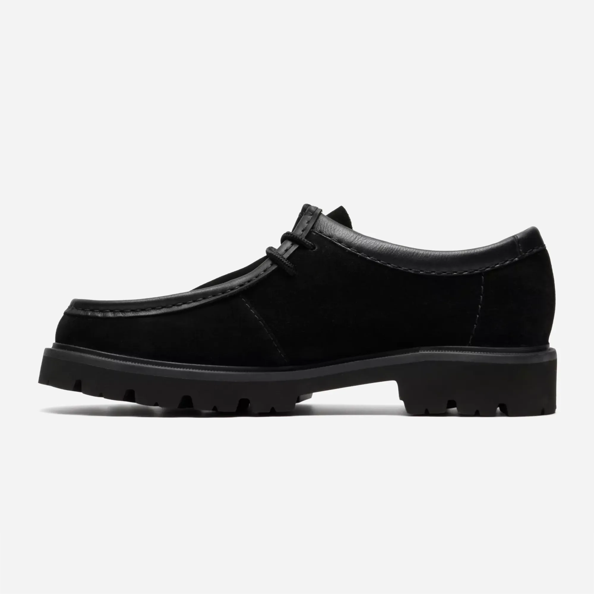 Clarks Cleyhill Seam Black Suede – Chunky Moc-Toe Men's