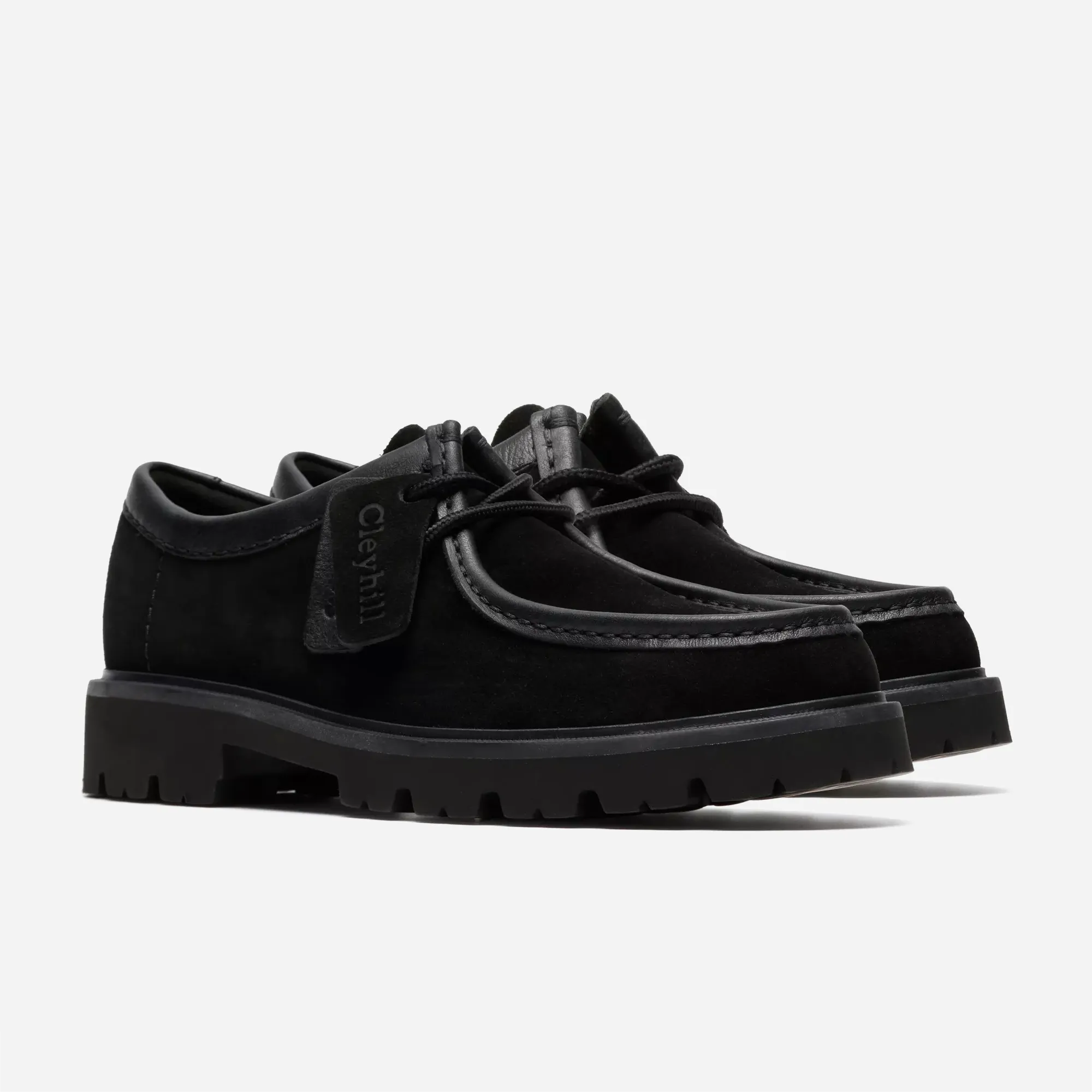 Clarks Cleyhill Seam Black Suede – Chunky Moc-Toe Men's
