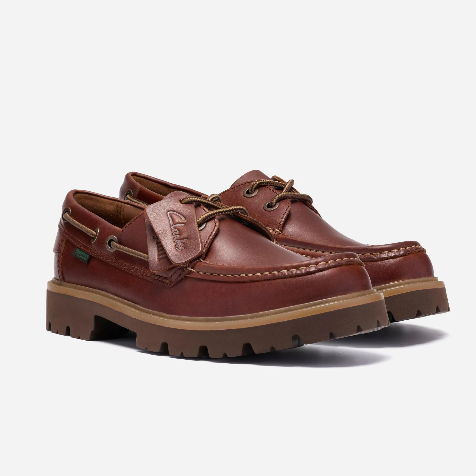 Clarks Cleyhill Seam Brown Leather – Boat Shoe Semelle XL Homme
