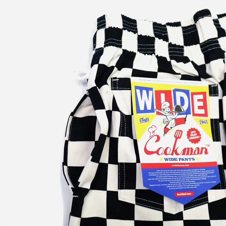Cookman Wide Chef Pants Checker Black