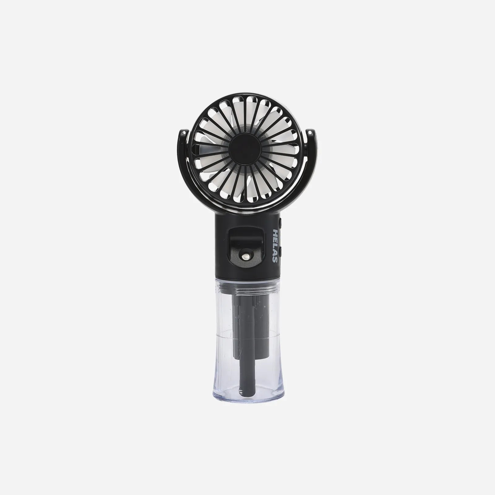 Hélas Fan Tastik black portable misting fan for summer streetwear.
