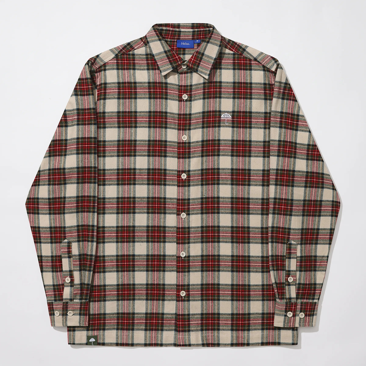 Chemise à carreaux Hélas Leon tartan écru, rouge et vert, vue de face