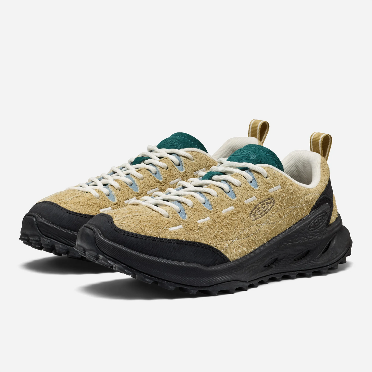 Sneaker KEEN Jasper Zionic Khaki Abbey Stone, daim brossé khaki et empiècement vert sapin