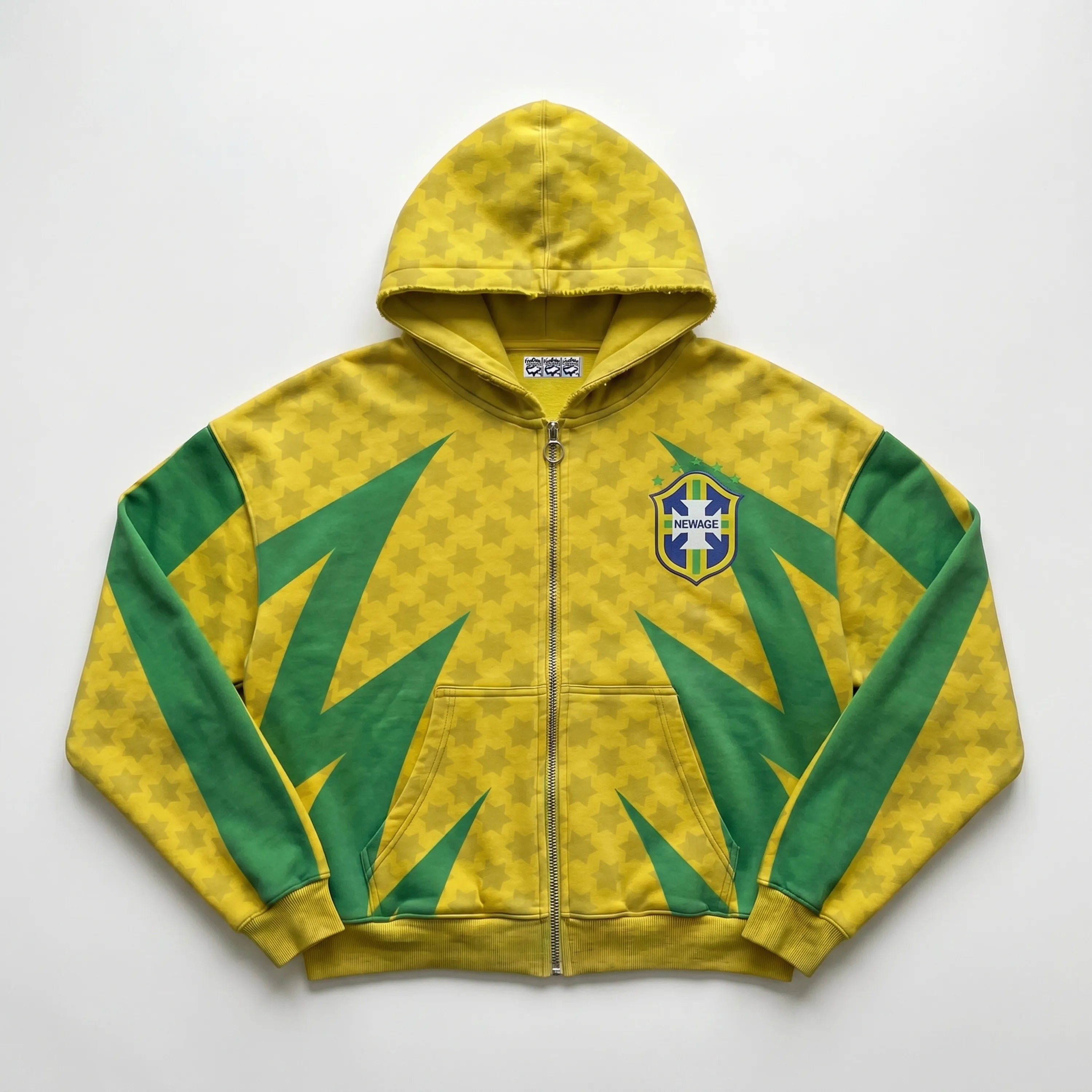 Sweatshirt zip up Maison New Age Brazil jaune et vert.