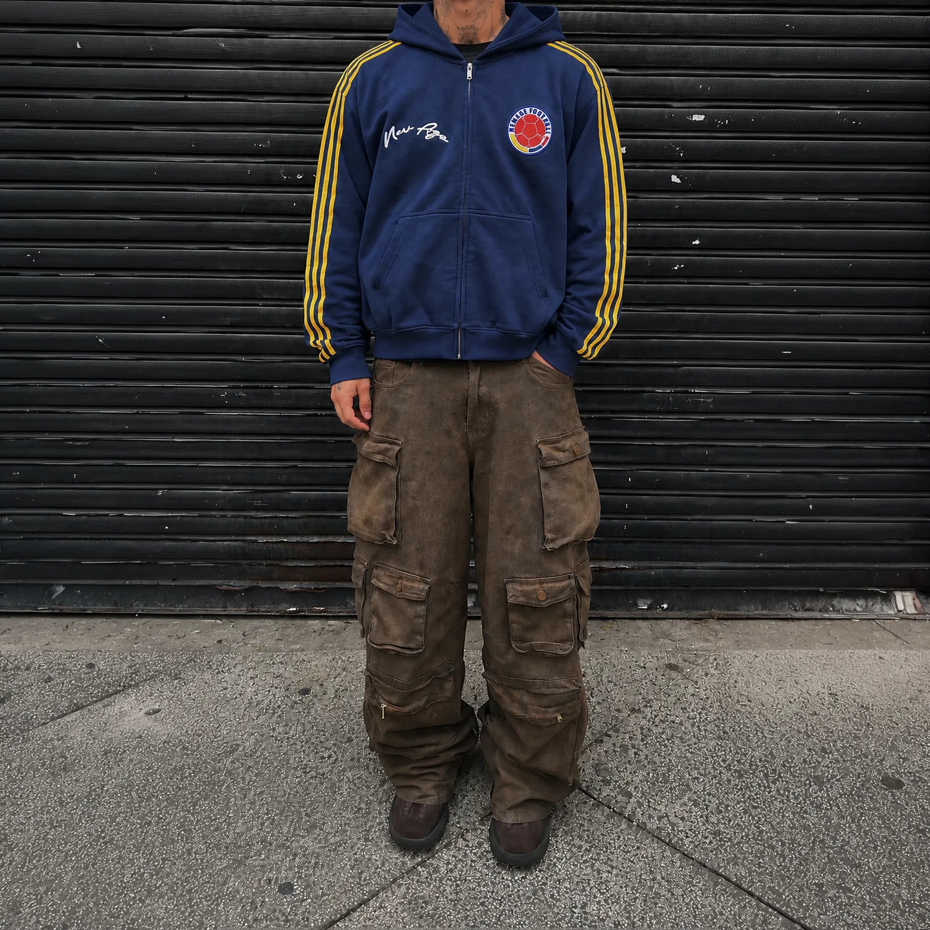 Sweat à Capuche Zippé Maison New Age Colombia 94 WC Faded Blue