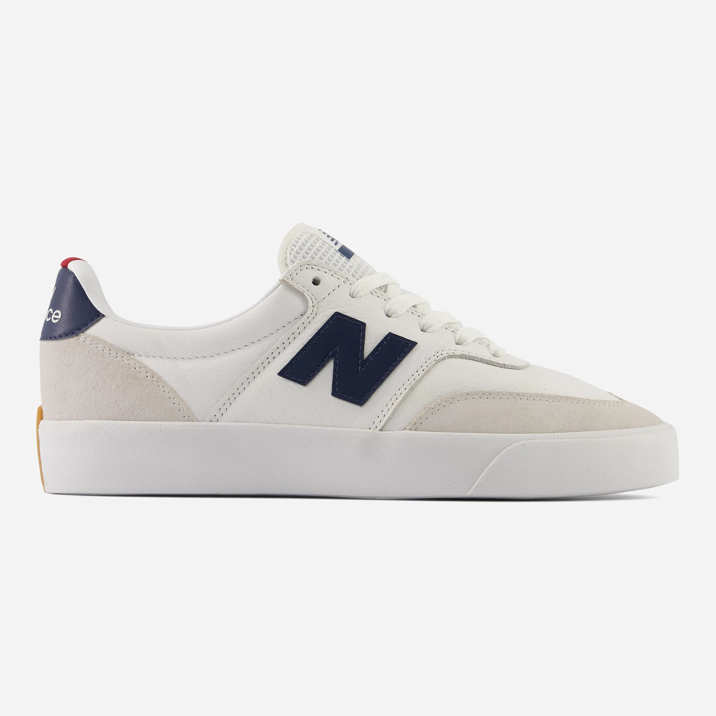 New Balance Numeric 340 White Nb Navy, sneakers premium en daim véritable, vue latérale