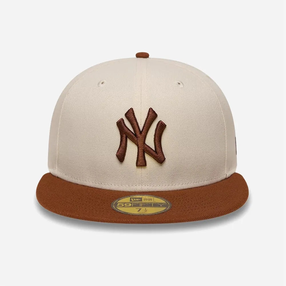 New Era 59FIFTY Yankees Cream Brown Fitted League Essential Cap