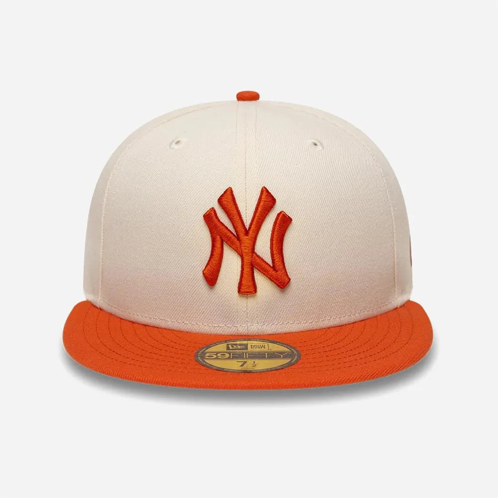 New Era 59FIFTY Yankees Cream Orange Fitted League Essential Cap