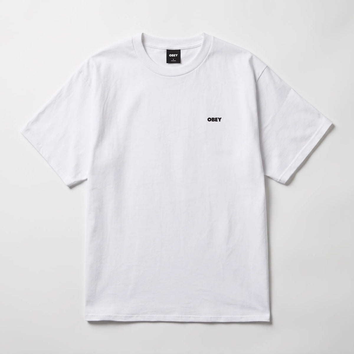 T-shirt blanc homme Obey Art Dept Tee avec sérigraphie poitrine vue de face.
