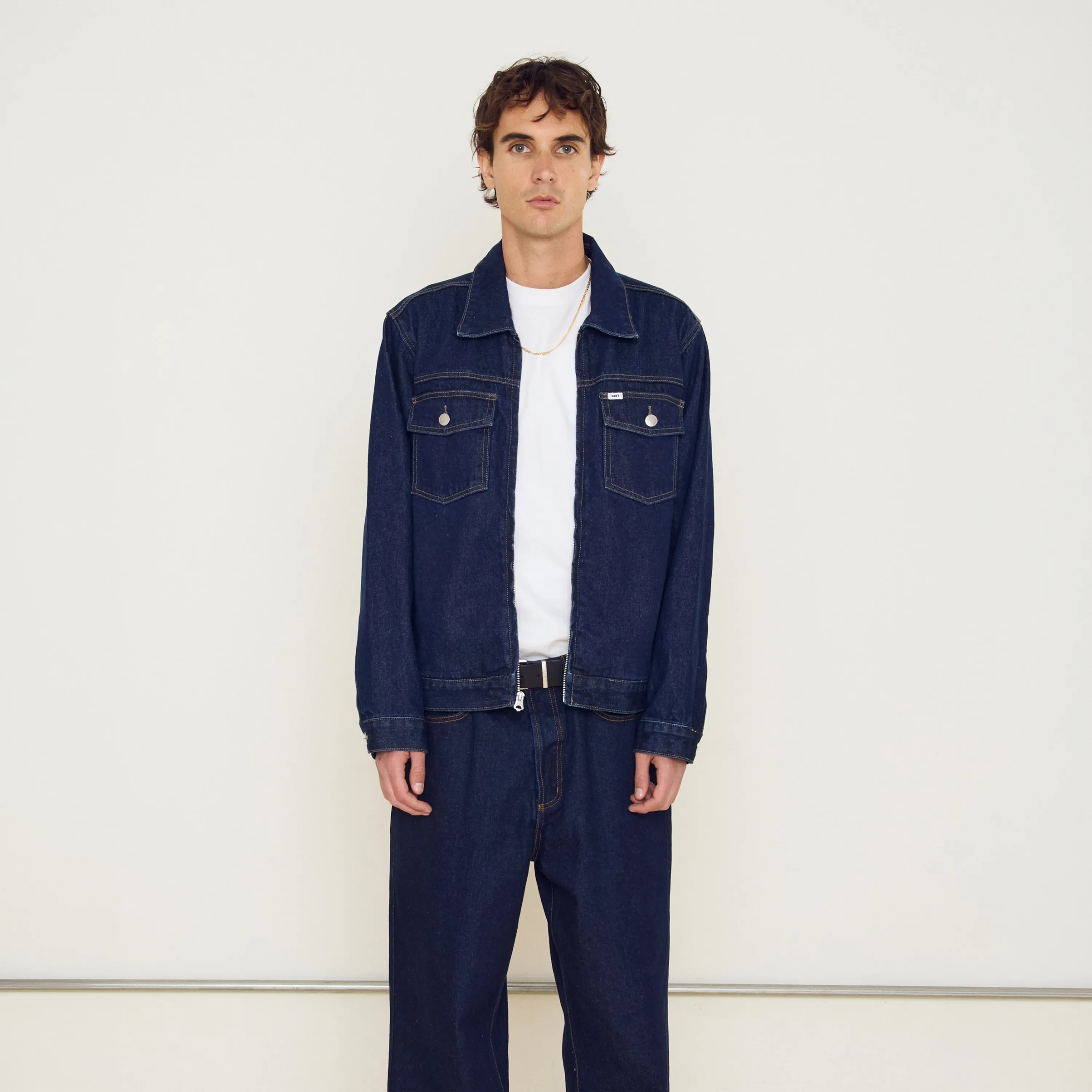 Veste Obey Base Trucker Jacket Rinse Indigo