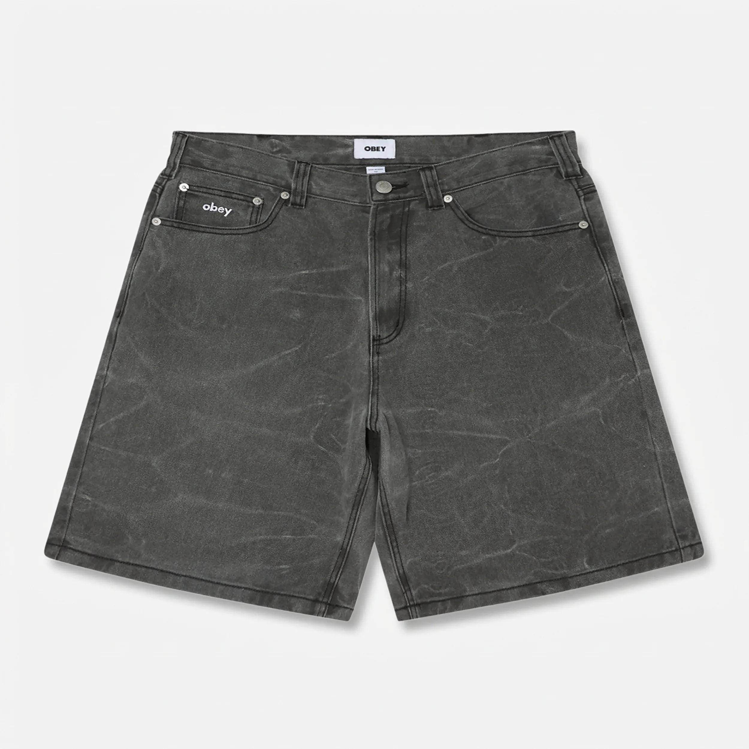 OBEY - Bigwig Baggy Denim Short Black Wrinkle Wash
