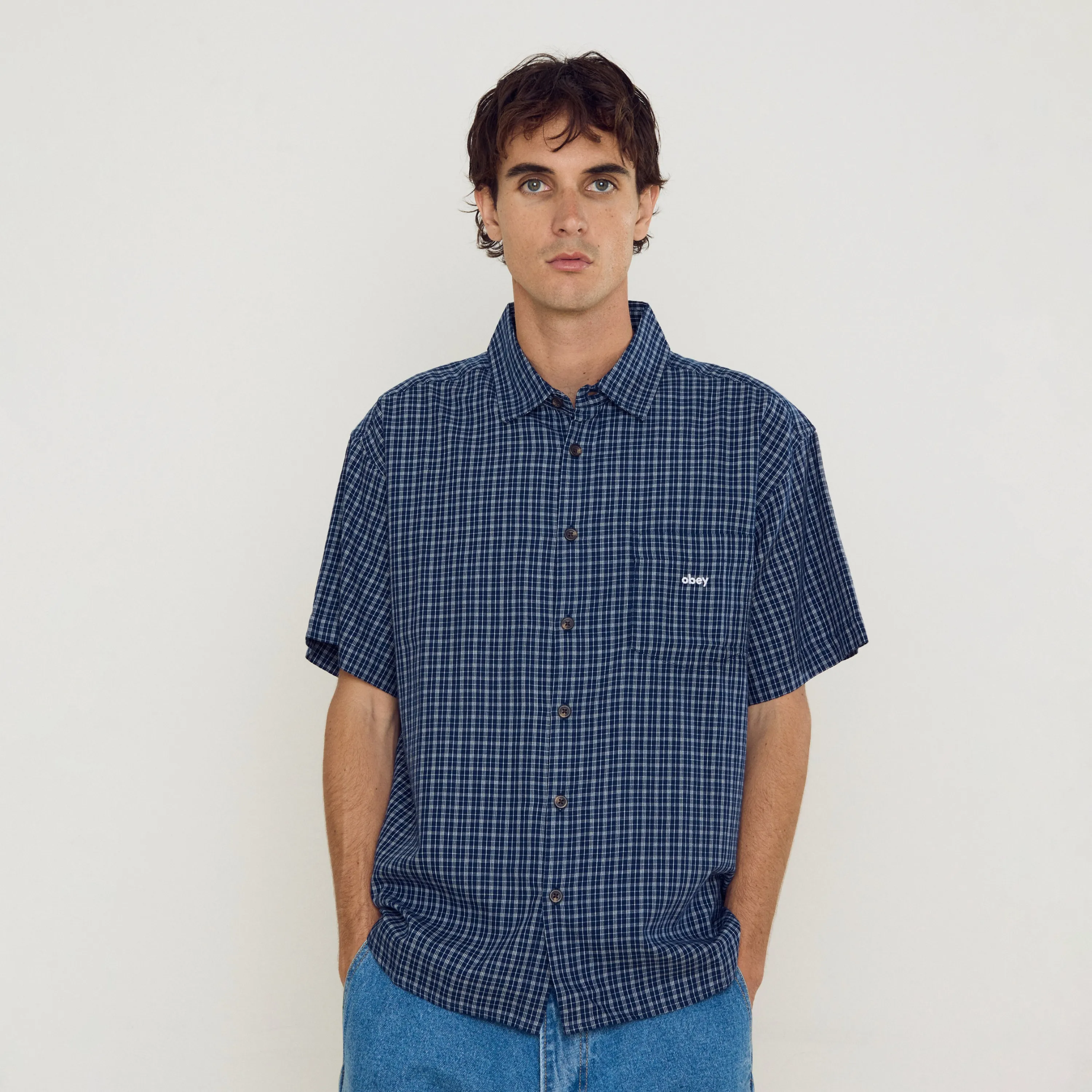 Obey Bigwig Ian Woven Shirt Academy Navy