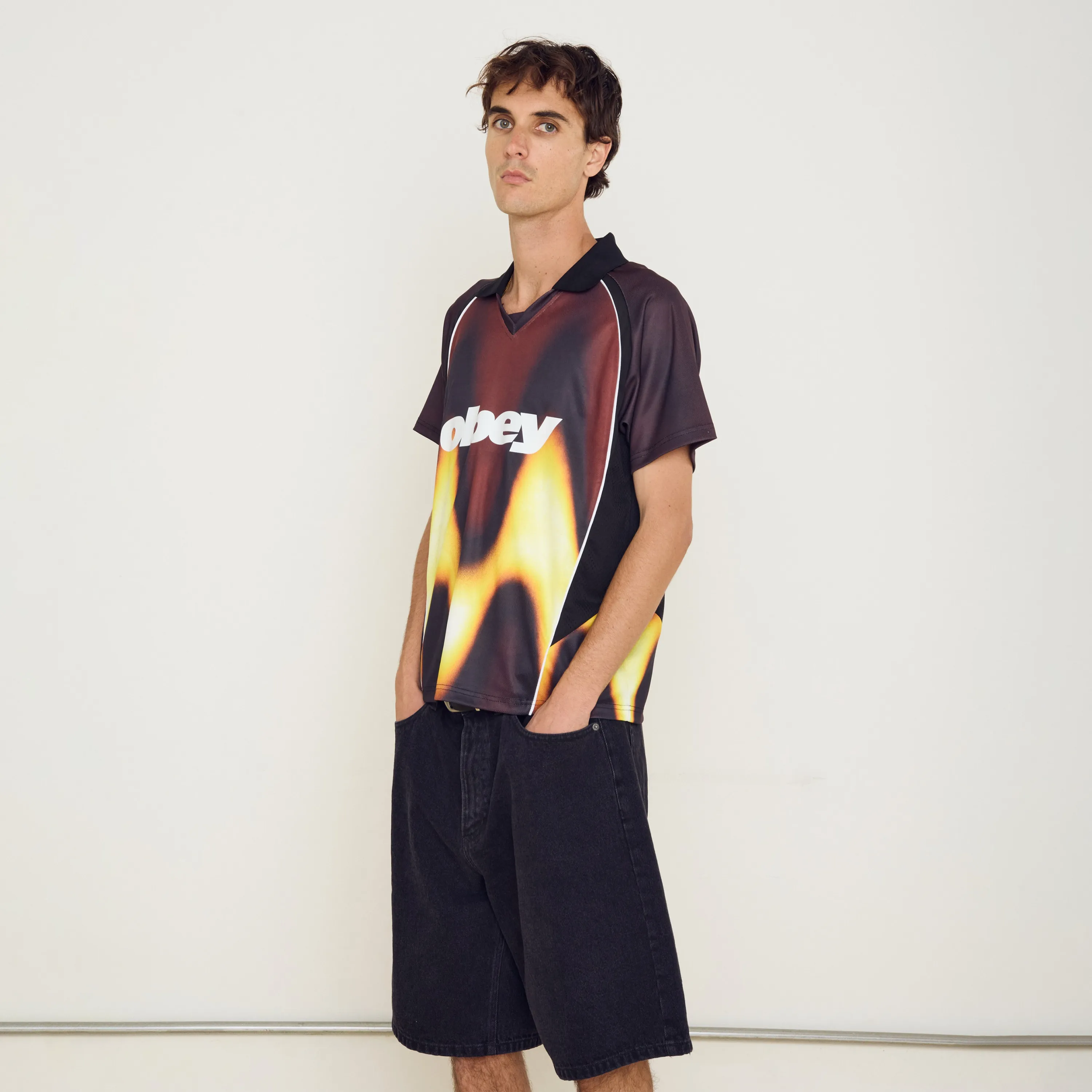 Maillot OBEY - Blurred Soccer Jersey Burnt Red