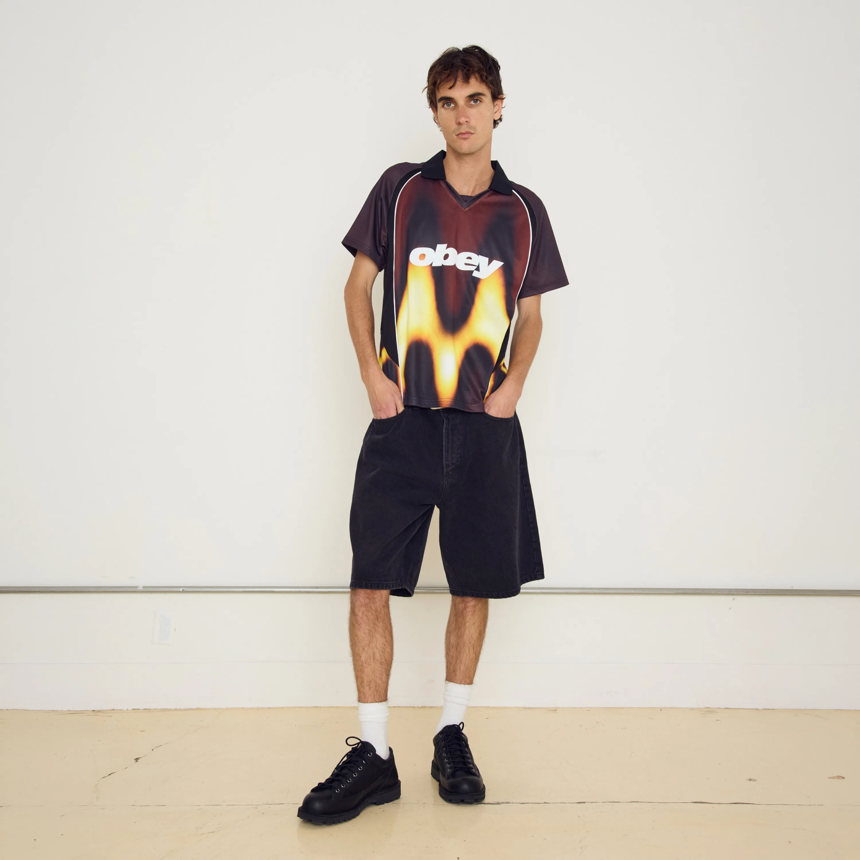 Maillot OBEY - Blurred Soccer Jersey Burnt Red