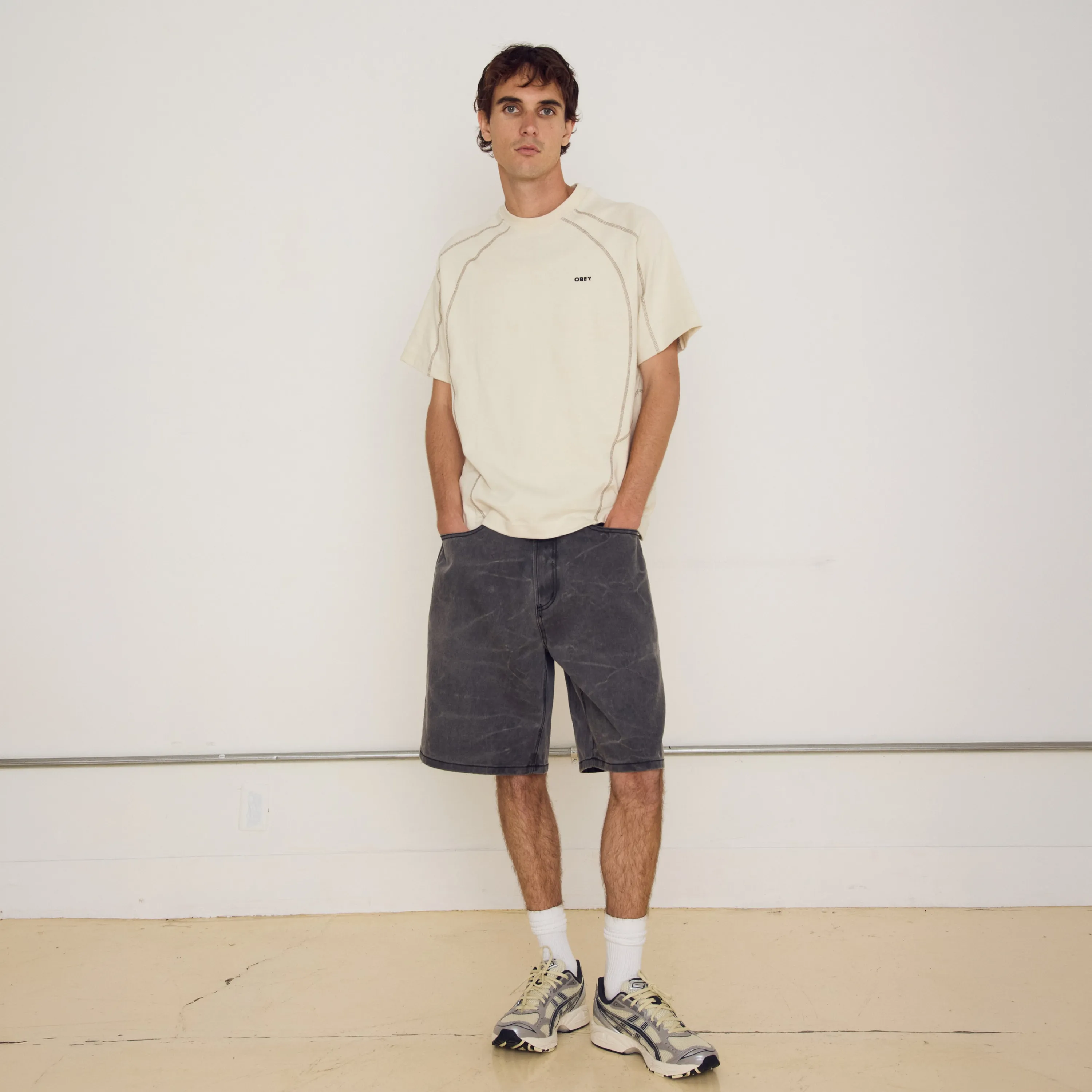 T-Shirt OBEY - Contrast Stitch Tee Silver Birch