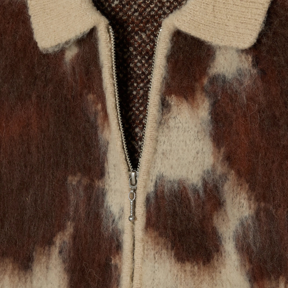 Obey Cow Pattern Zip Sweater Cow Multi