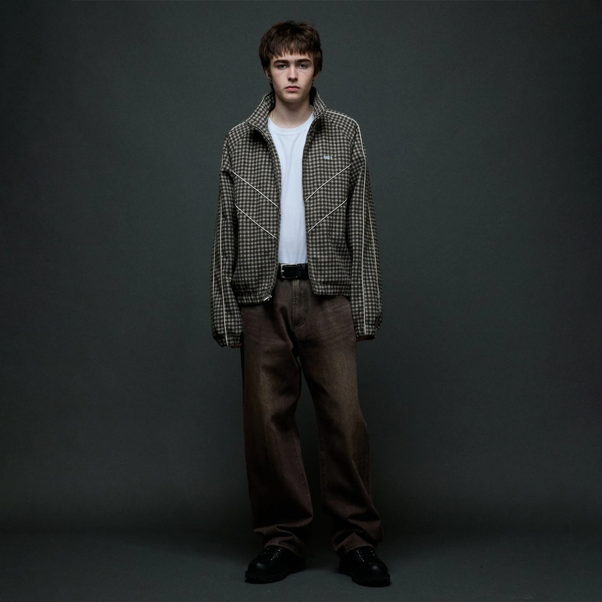 Veste Obey Leisure Training Jacket Abbey Stone Plaid
