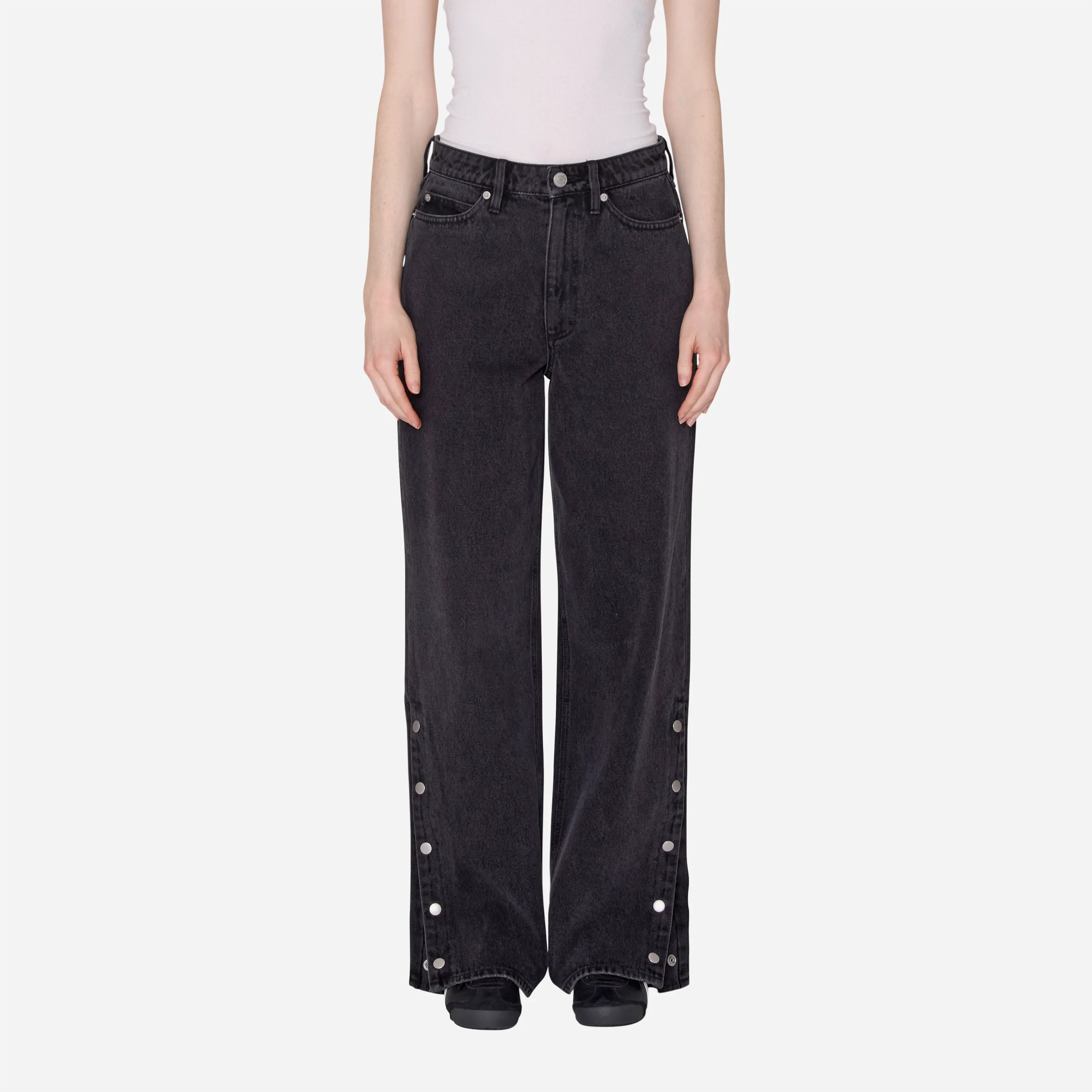 OBEY - Penelope Side Snap Denim Jeans Faded Black