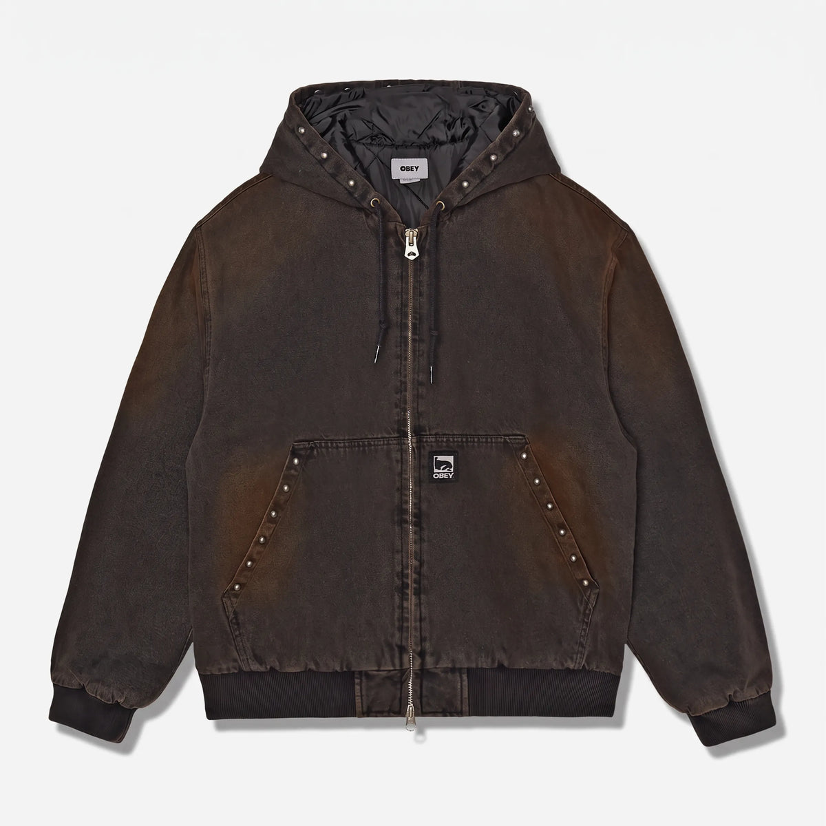 Veste Obey studded zip up jacket  Black rust wash