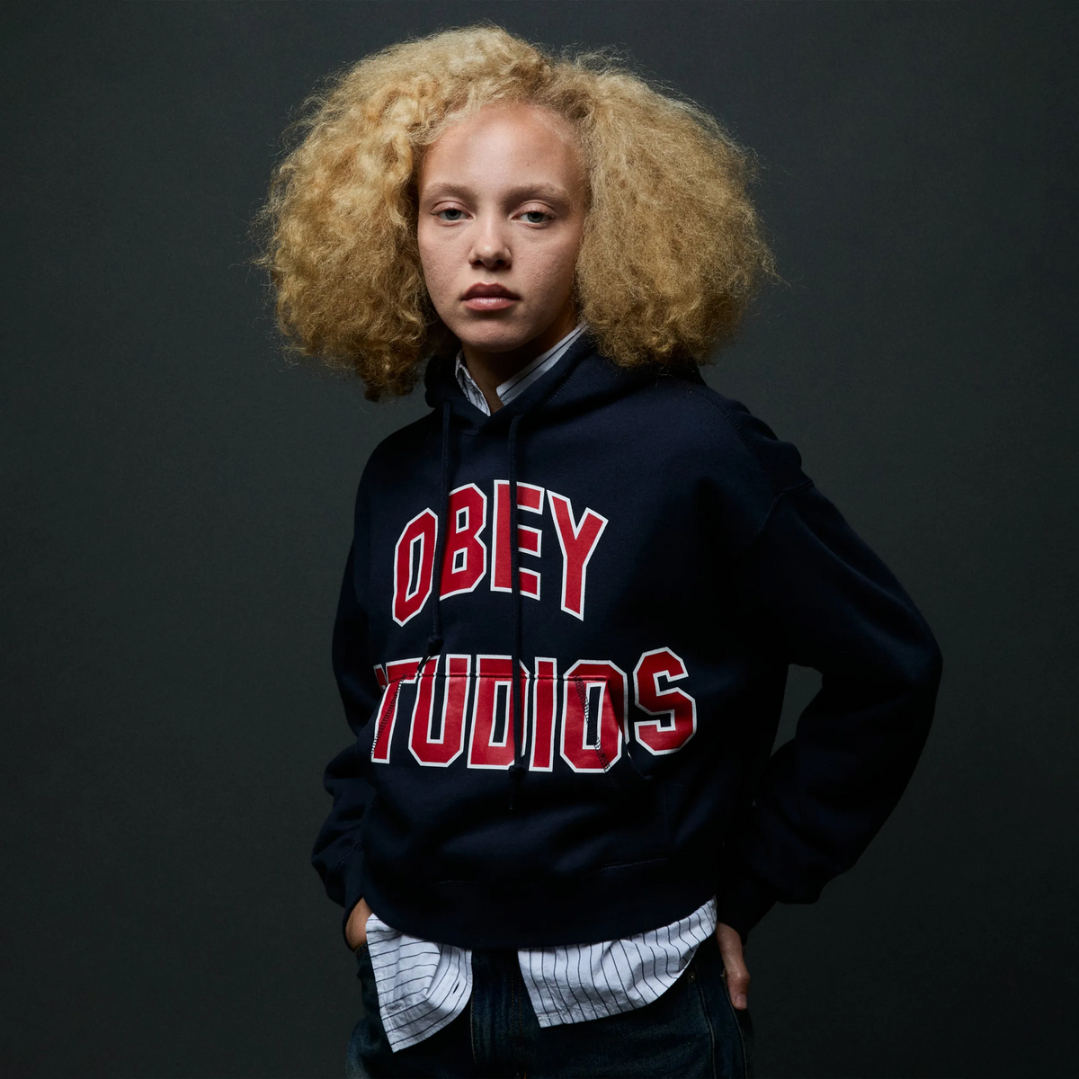 Obey Studios Collegiate Pullover Dark Navy