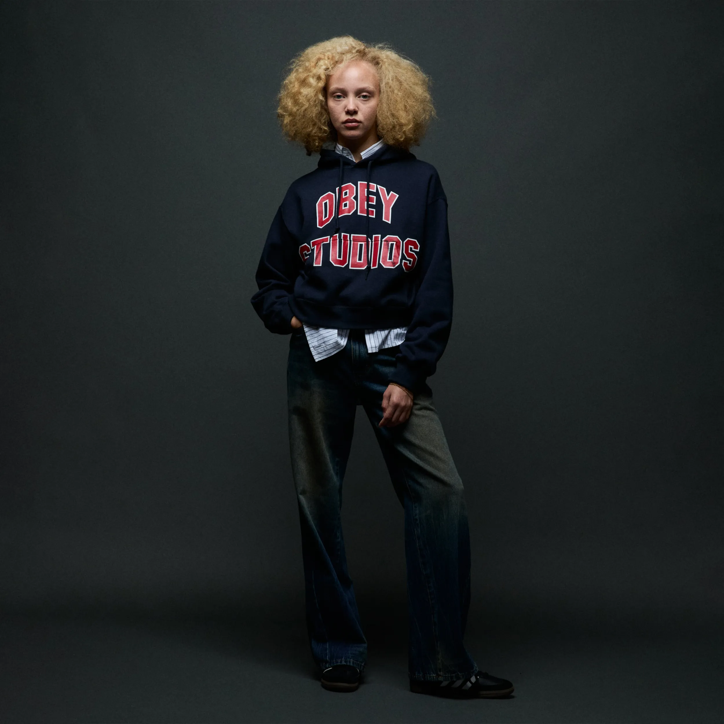Obey Studios Collegiate Pullover Dark Navy