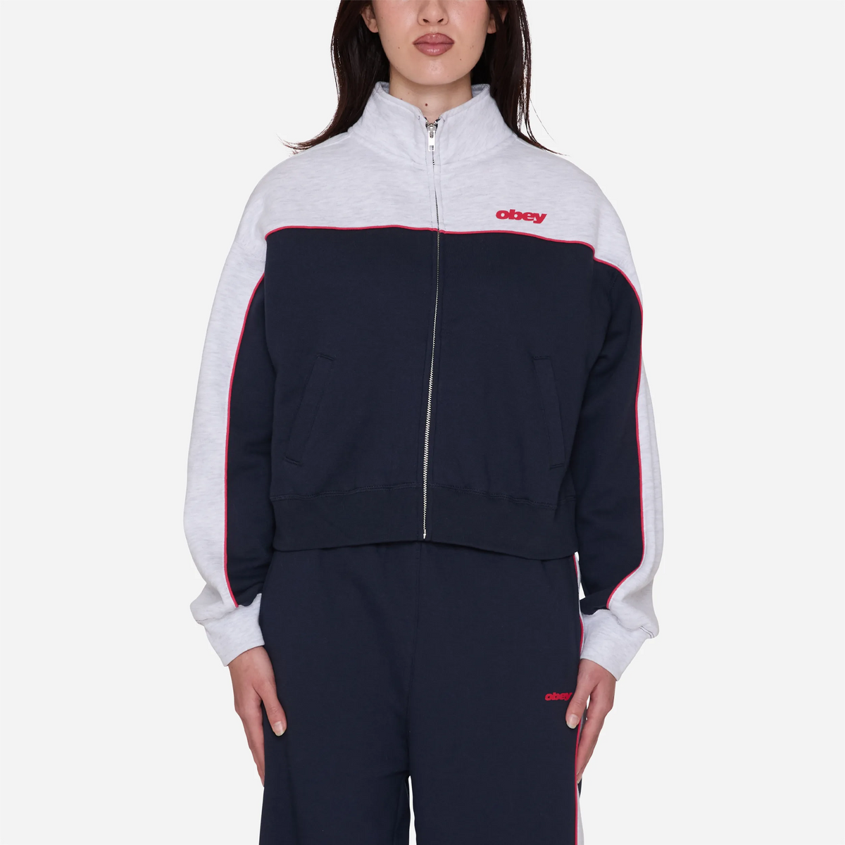 Veste Obey Zeno Mock Neck Zip Up Dark Navy Multi