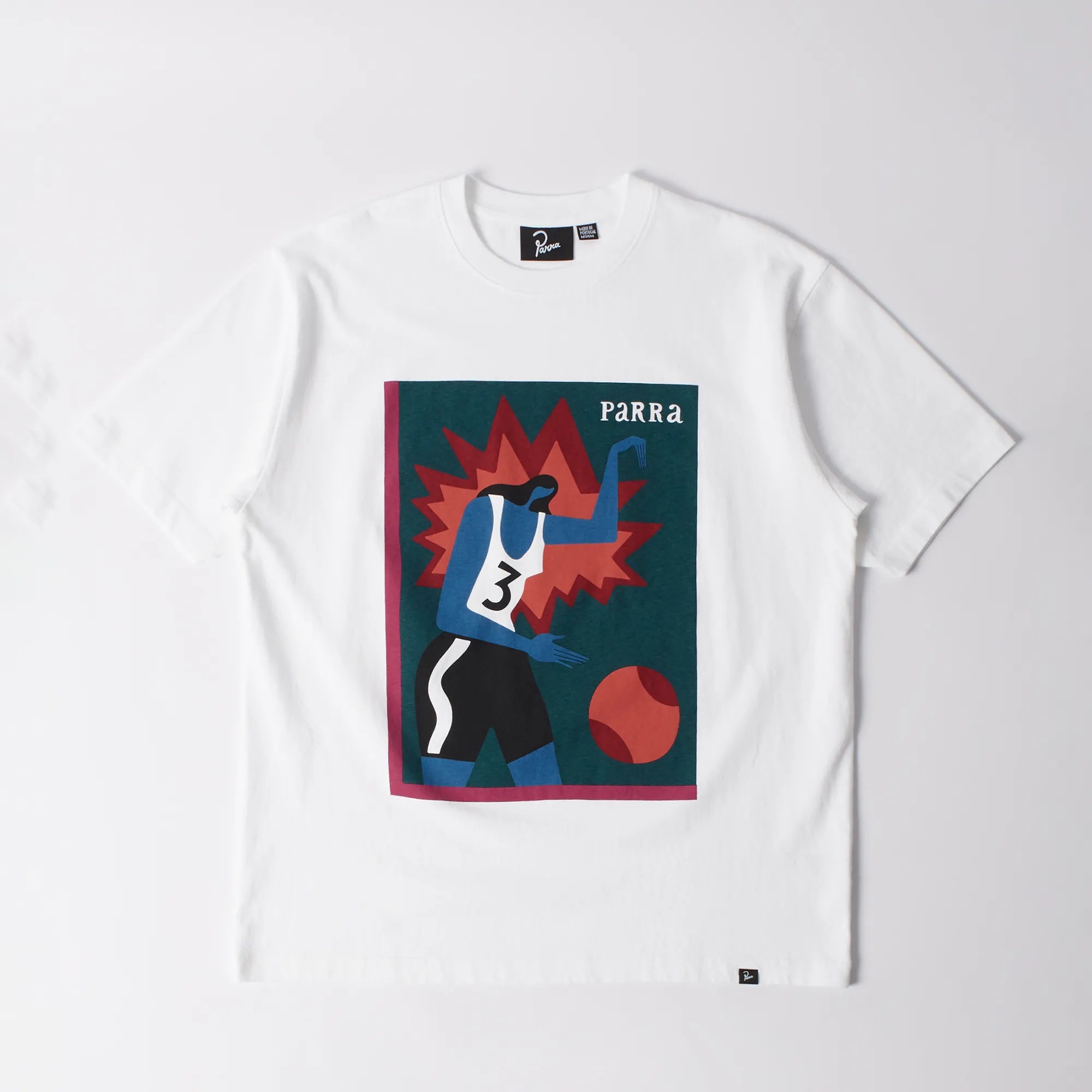 T-shirt oversize premium blanc Parra Baseketball en coton lourd 240g