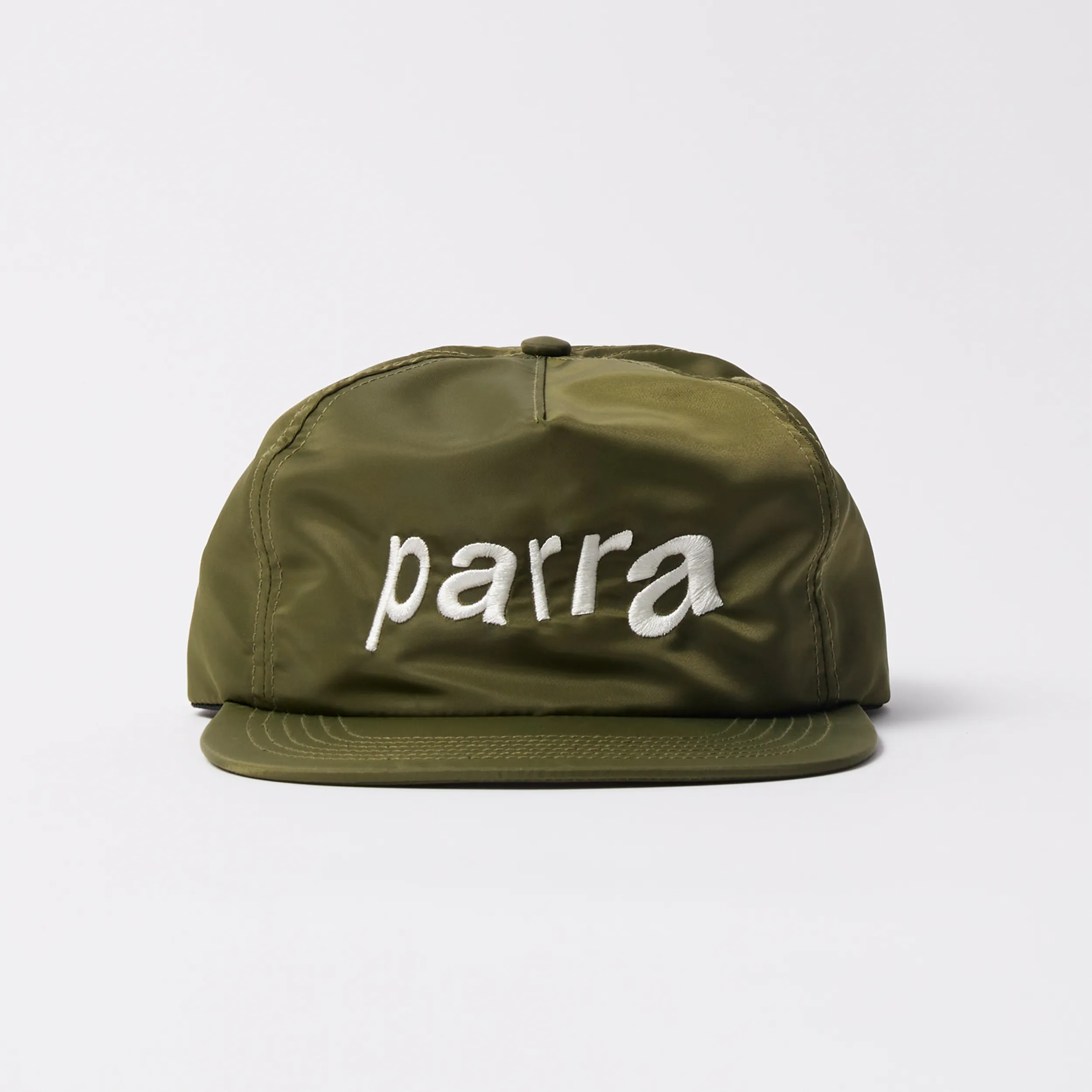 Parra Distorted 90s Memory green flight satin cap with embroidered logo