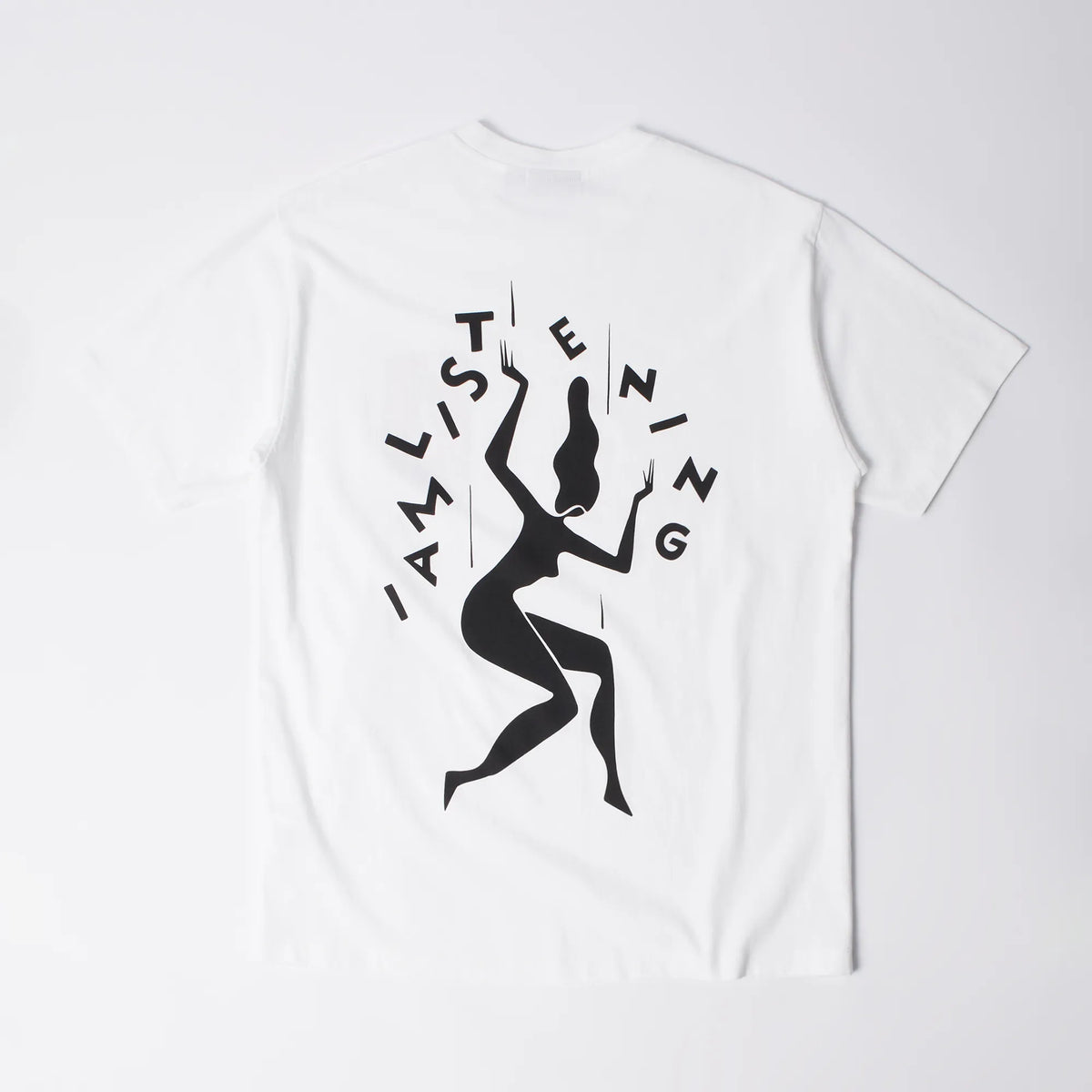 Sérigraphie originale Not Listening de Piet Parra imprimée au dos du t-shirt blanc By Parra.