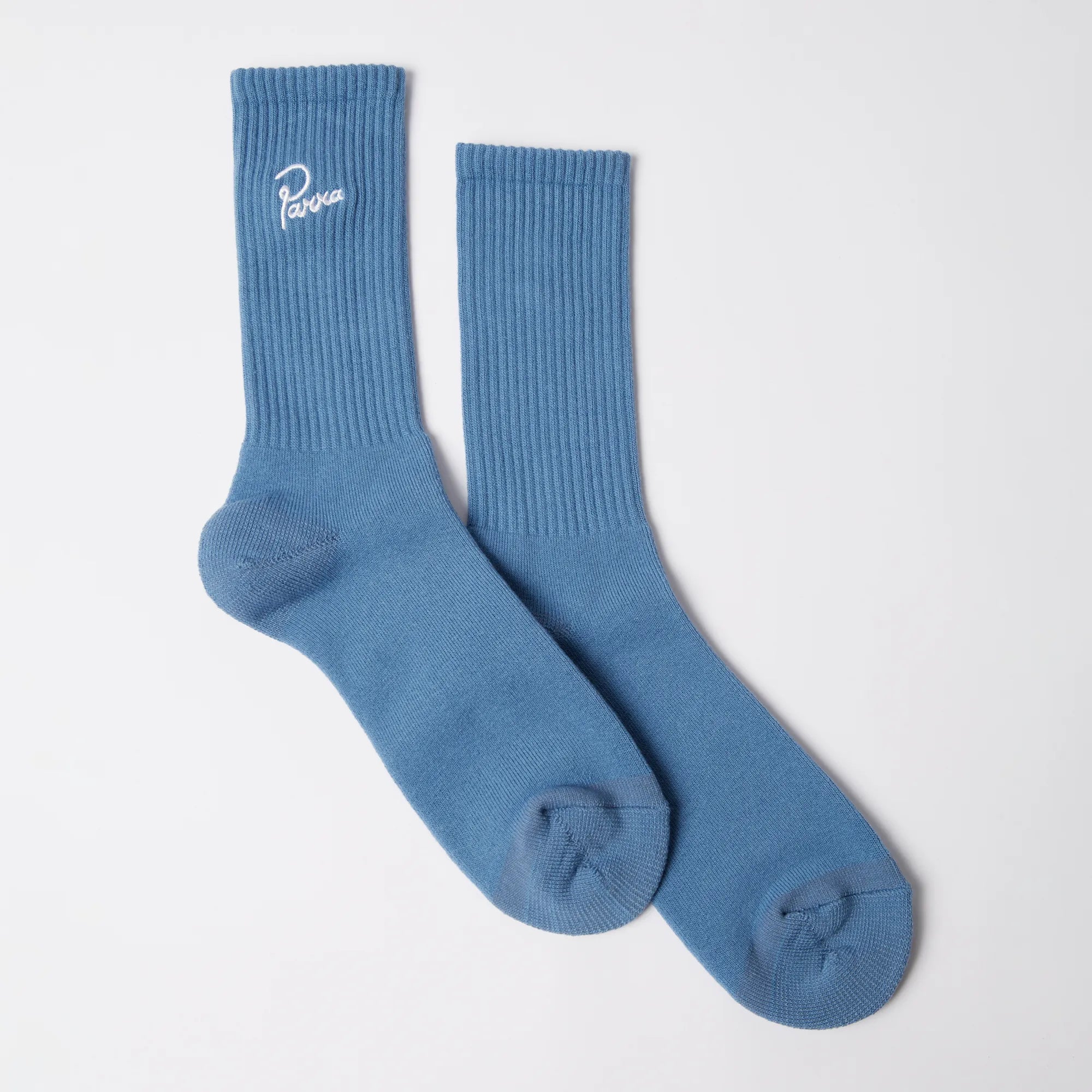 Parra Signature Crew socks blue with embroidery.