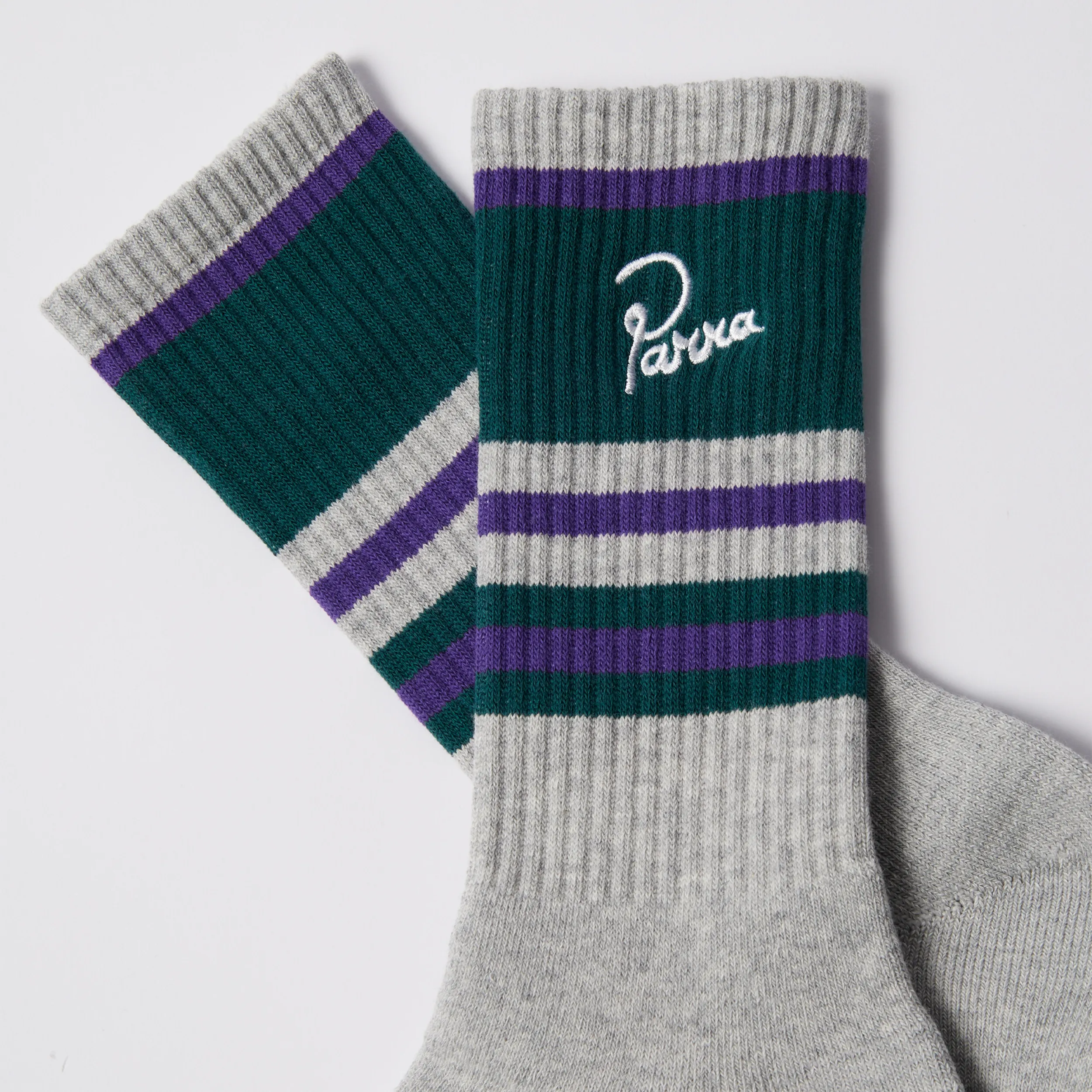 Parra Signature Striped Crew Socks Grey