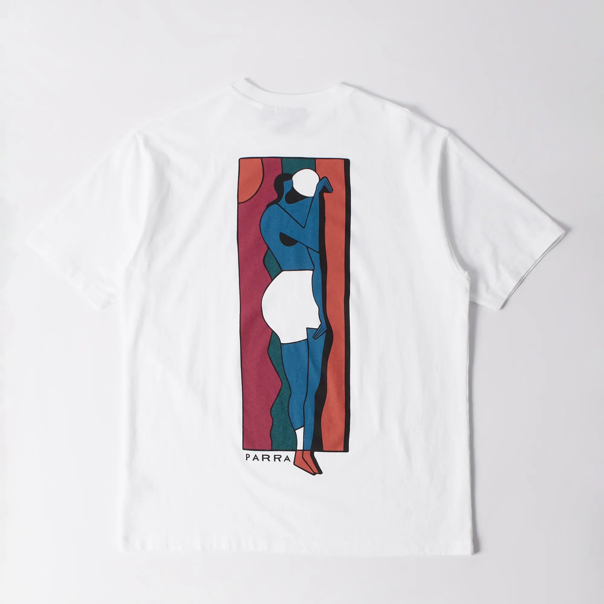 Dos du t-shirt blanc Parra avec œuvre artistique Vertical Thoughts.