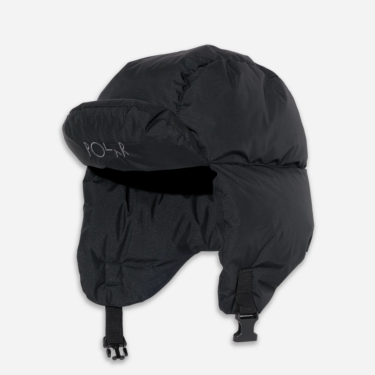 Polar Skate Co. Ailu, bonnet trappeur gonflé noir en duvet d'oie, vue de face
