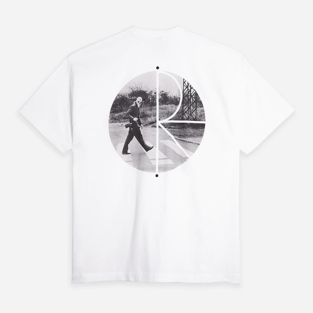 T-shirt blanc homme Polar Skate Co Fill Logo Klez Crossing avec impression photo au dos.