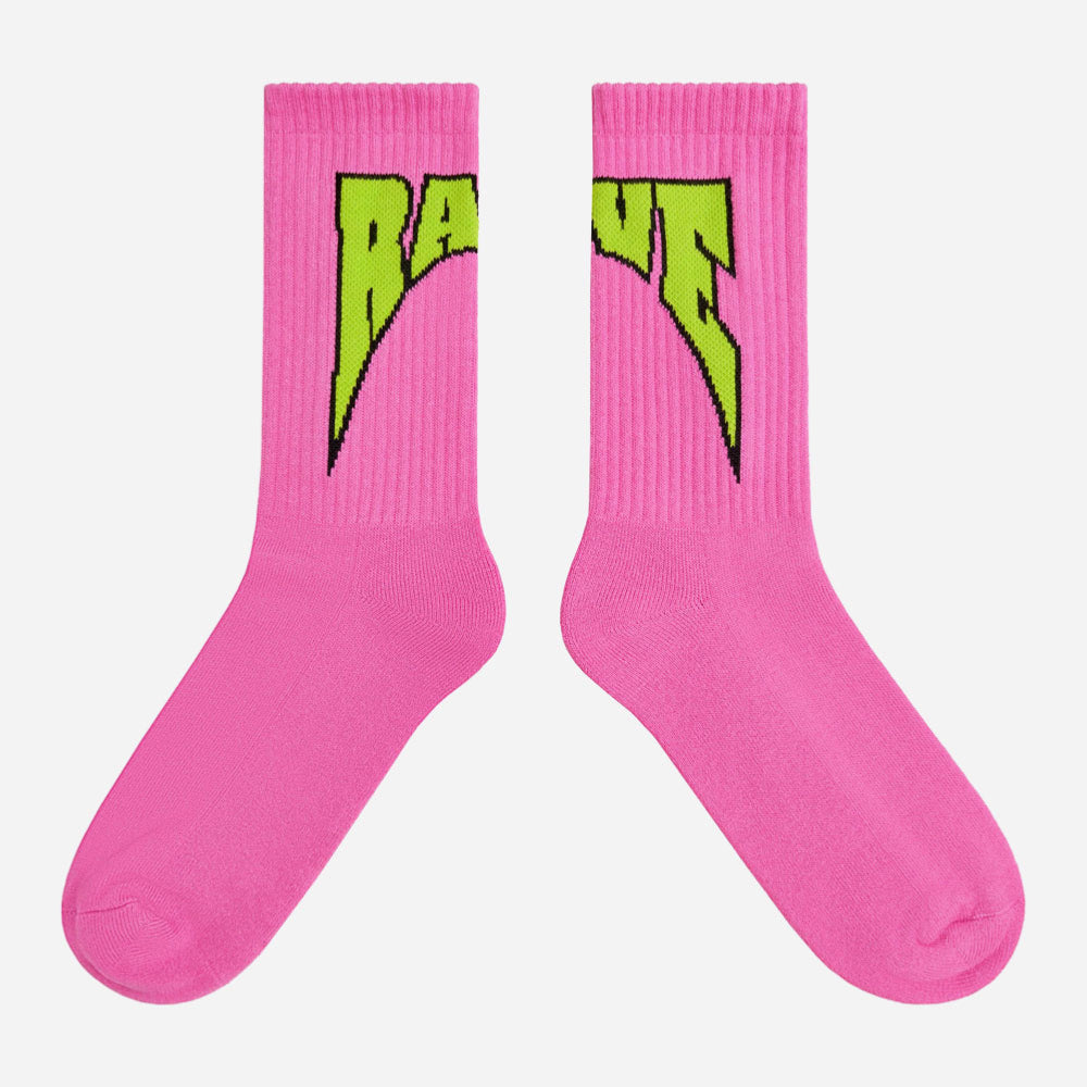 Rave Skateboards - Faculty Socks - Acid Lime - Pink