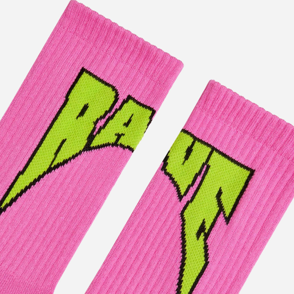 Rave Skateboards - Faculty Socks - Acid Lime - Pink