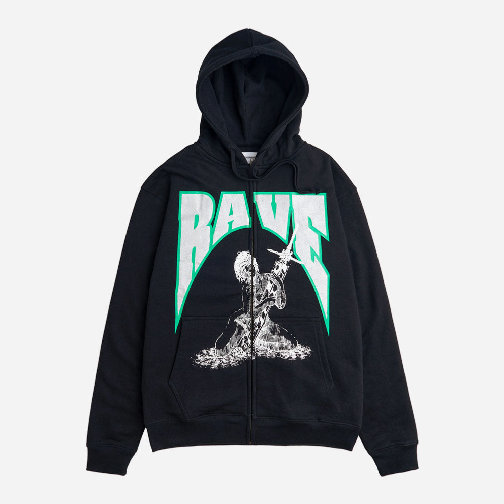 RAVE SKATEBOARDS - CASCA ZIP HOODIE - Black