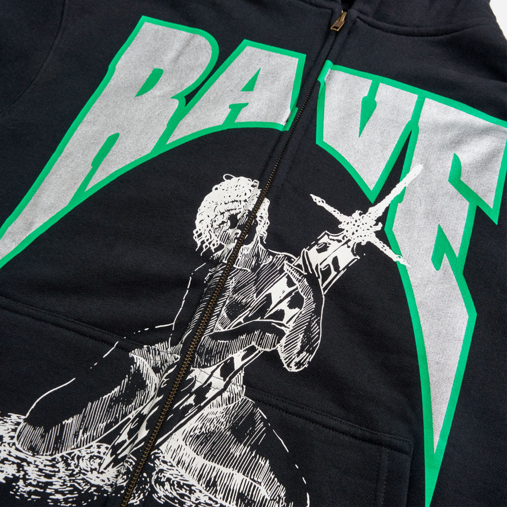 RAVE SKATEBOARDS - CASCA ZIP HOODIE - Black