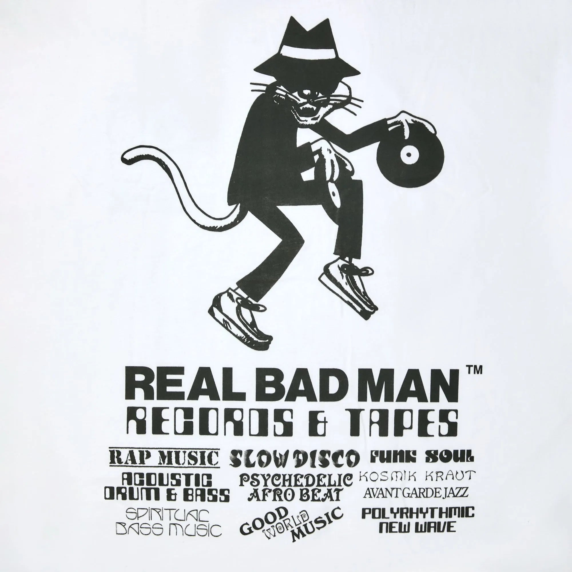 Real Bad Man Records And Tapes T Shirt White